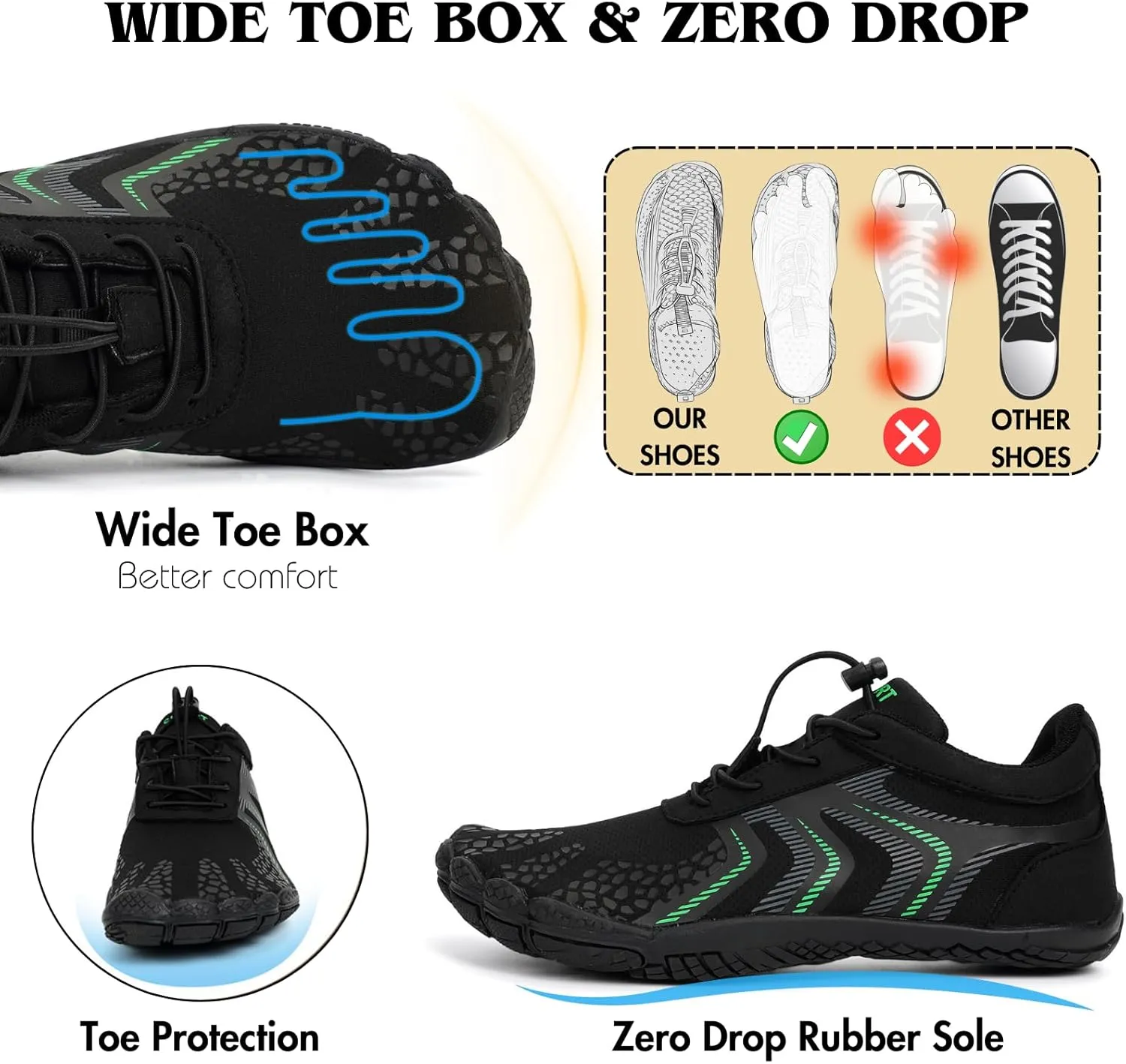 Hike Barefoot Shoes Womens Mens Minimalist Footwear Wide Toe Box Zero Drop Hiking Shoes Lightweight Breathable Sneakers