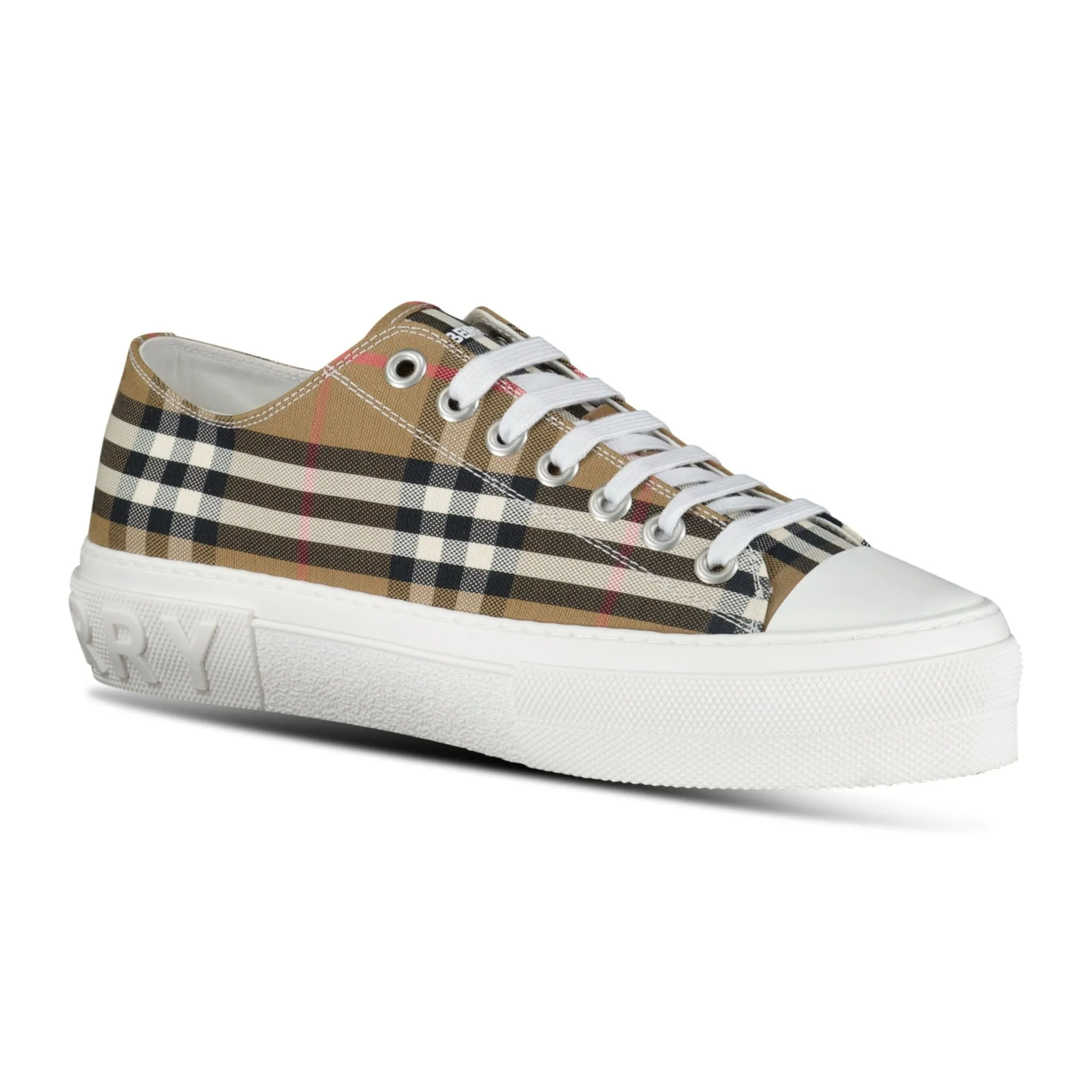 'Jack Low' Check Trainers Taupe Brown