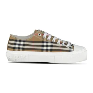'Jack Low' Check Trainers Taupe Brown