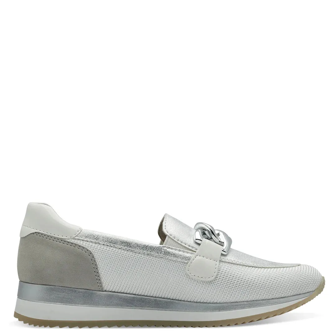 Jana White and Silver Loafers 8-24766-42