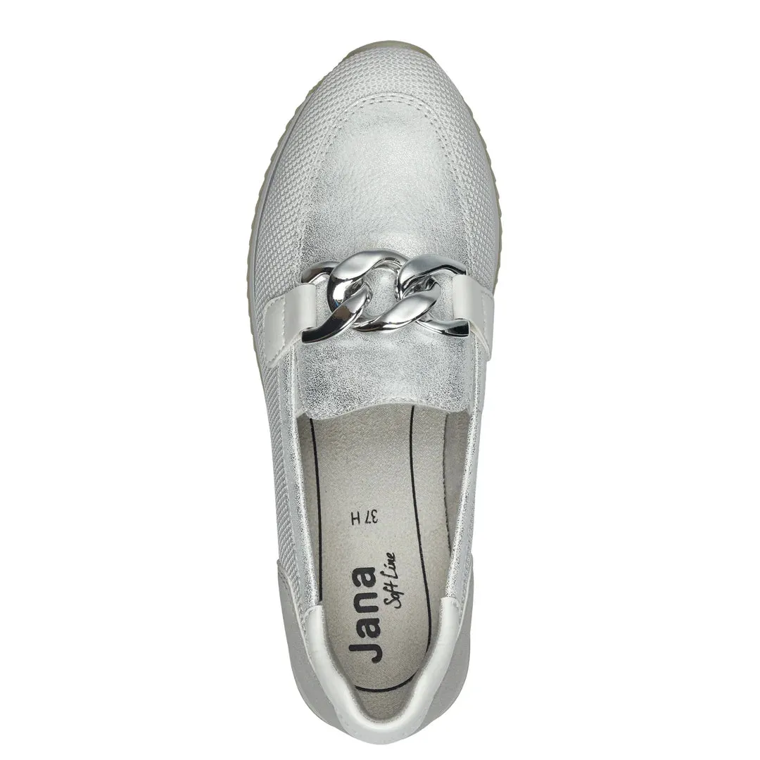 Jana White and Silver Loafers 8-24766-42