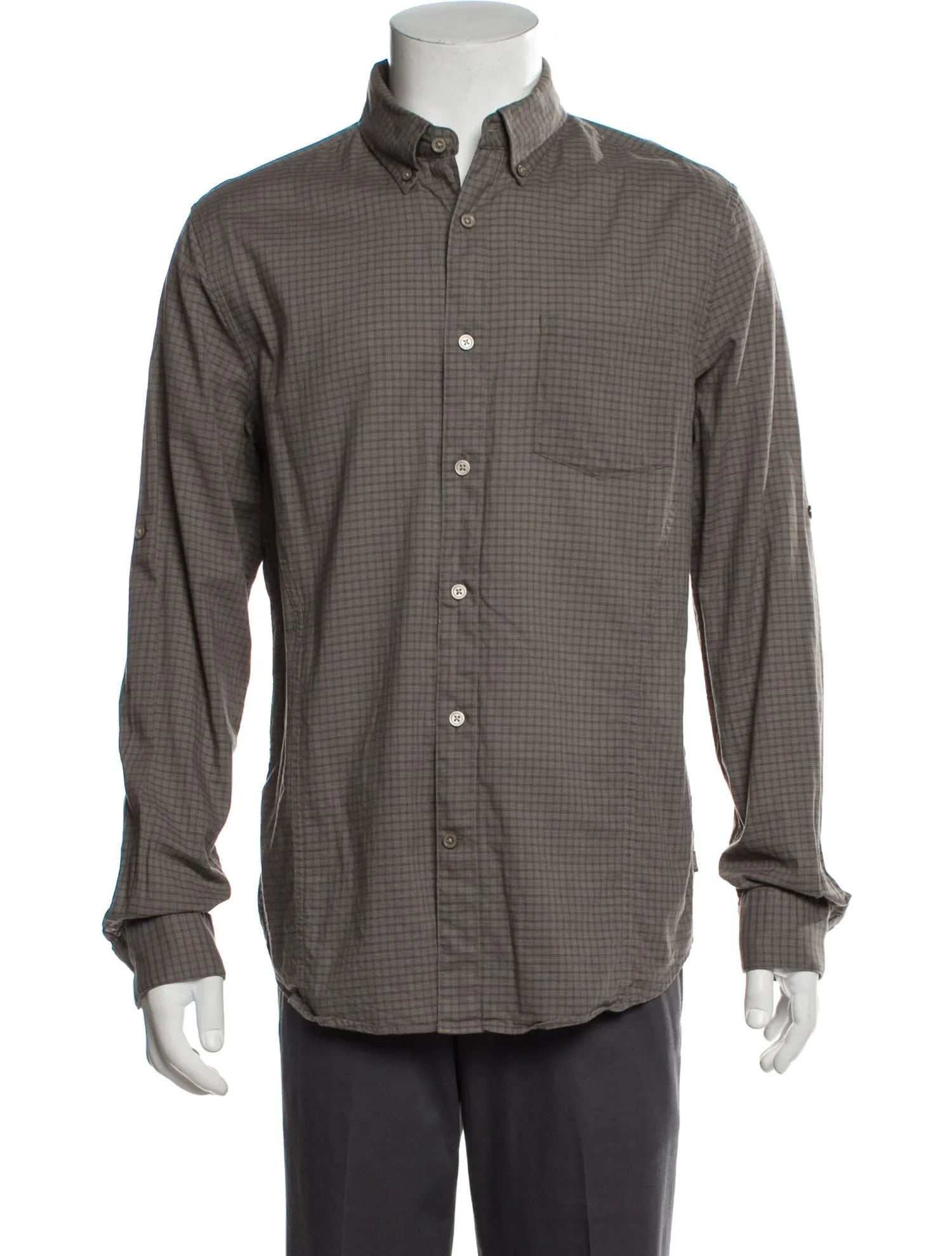 John Varvatos Grey Plaid Button Down Shirt
