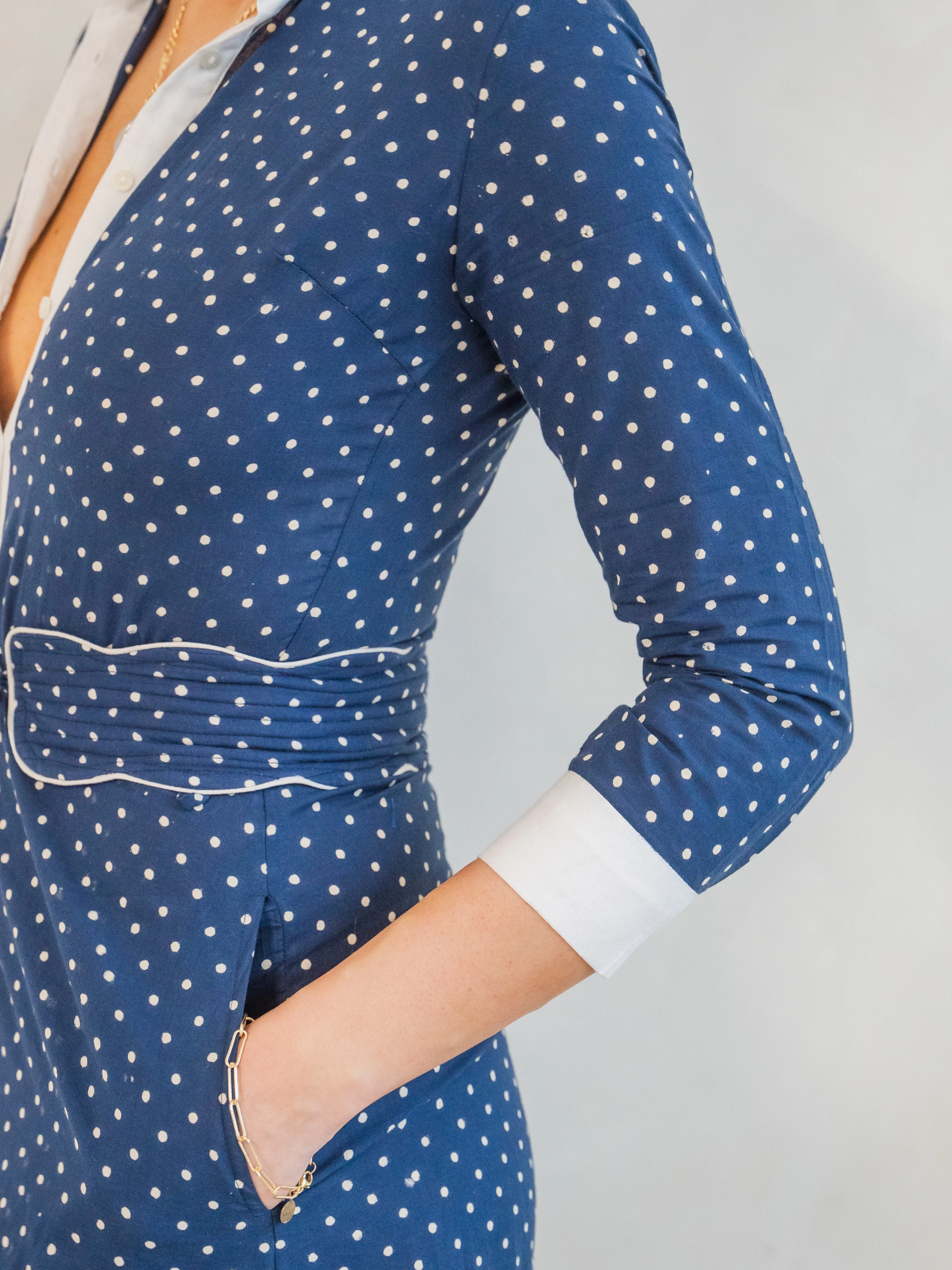 'JOY' DRESS IN NAVY DOTTY
