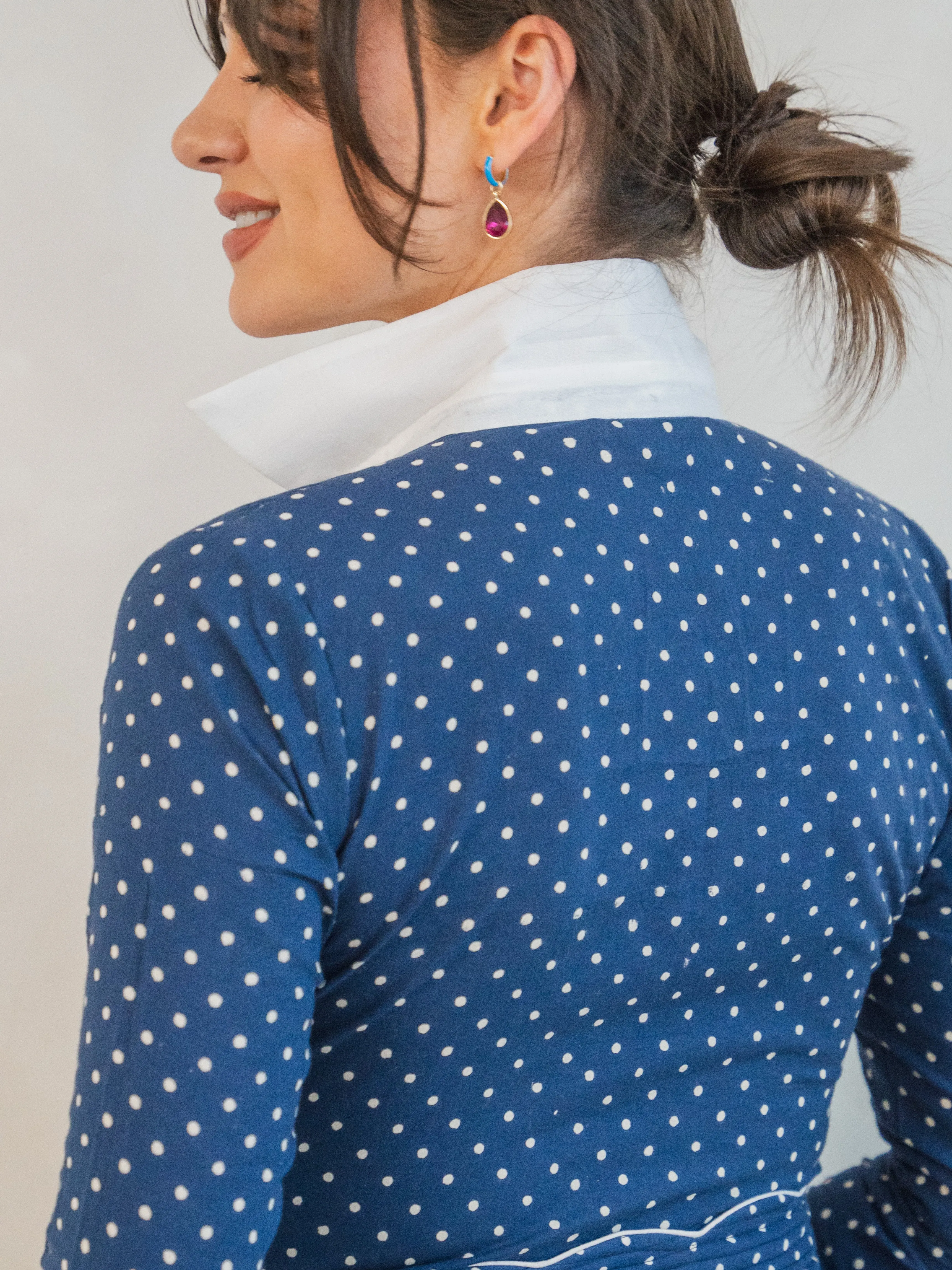 'JOY' DRESS IN NAVY DOTTY