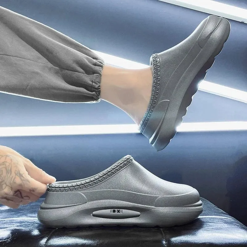 Jungle Lion Men’s Slip-On Waterproof & Oil-Proof Shoes – Black Non-Slip Casual Loafers for Daily Wear