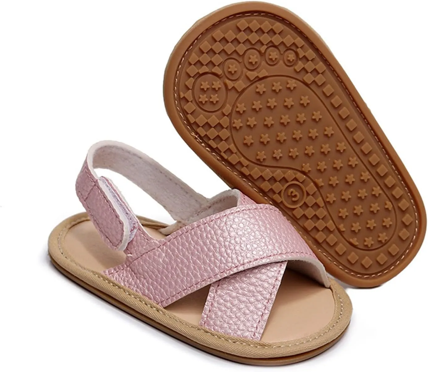 Kids Leather Soft Sandals Flat Water Wide Shoes With Adjusted Strap Baby Boys Girls Barefoot Summer Casual Walking Shoes