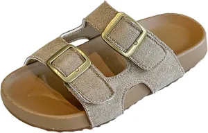 Kids Sandals Boys Girls Summer Slides Non Slip Double Buckle Slippers Casual Adjustable Straps Cork Flats for Indoor Outdoor
