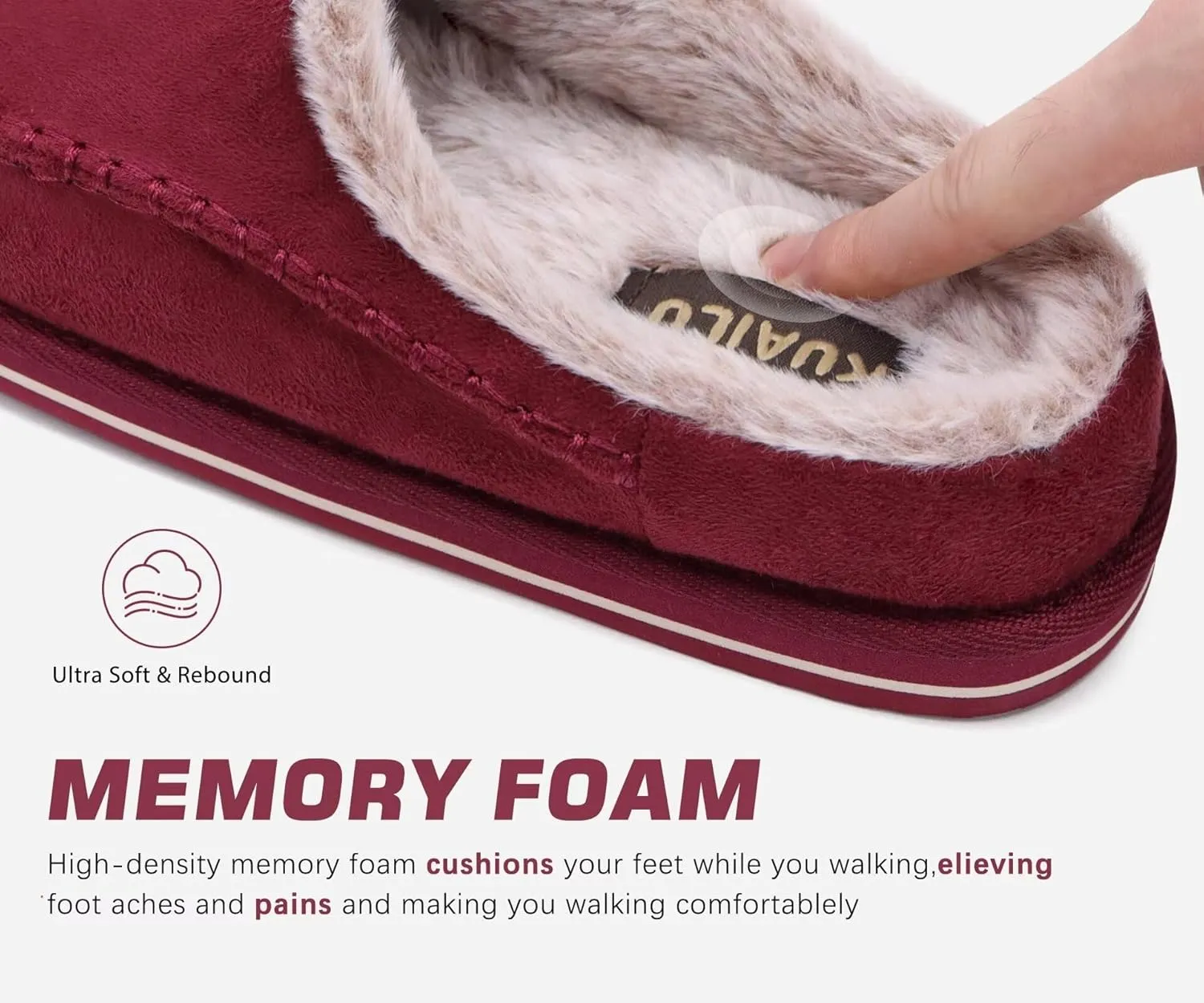 KuaiLu Mens Clog Slippers with Arch Support Suede Faux Fur Memory Foam Warm House Shoes Comfortable Slip-on Mans Bedroom Indoor Outdoor Slippers Rubber Sole Size 7-16