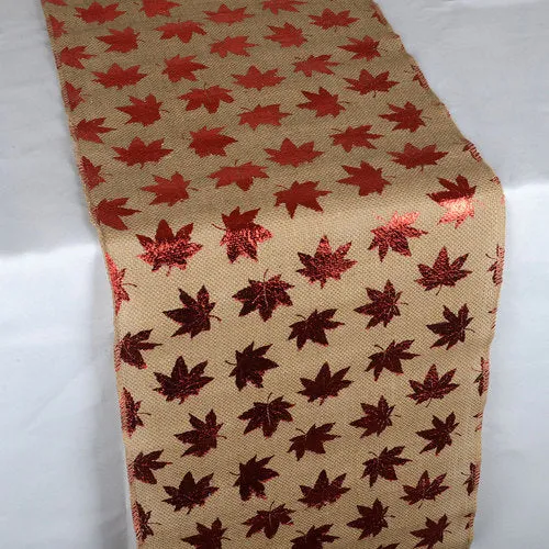 Leaf Natural - 14 x 108 inch Jute Burlap Table Runner