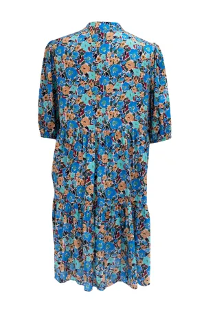 Lilium Short Tiered Dress In Expressive Floral
