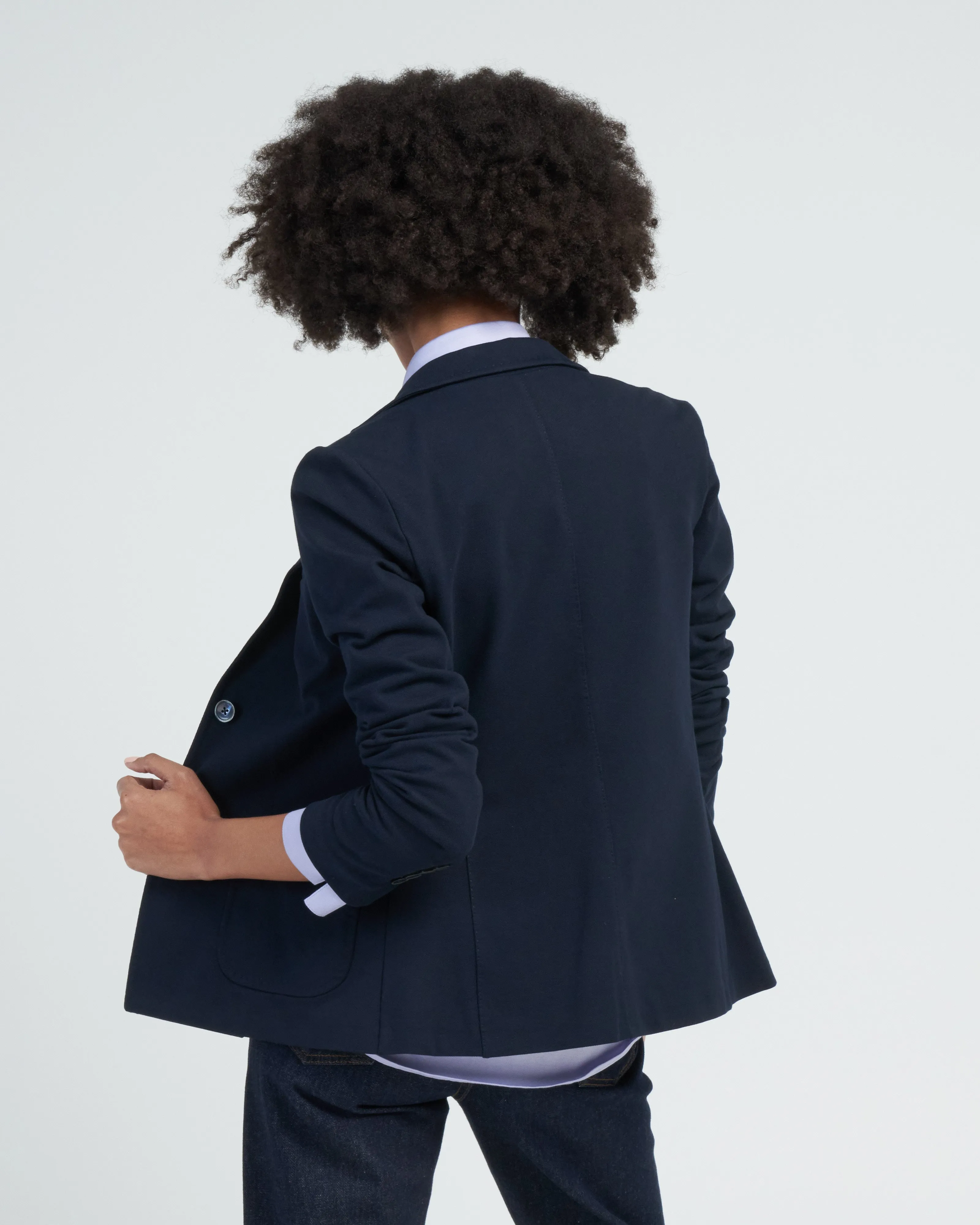 linear slim short jacket piquet - navy
