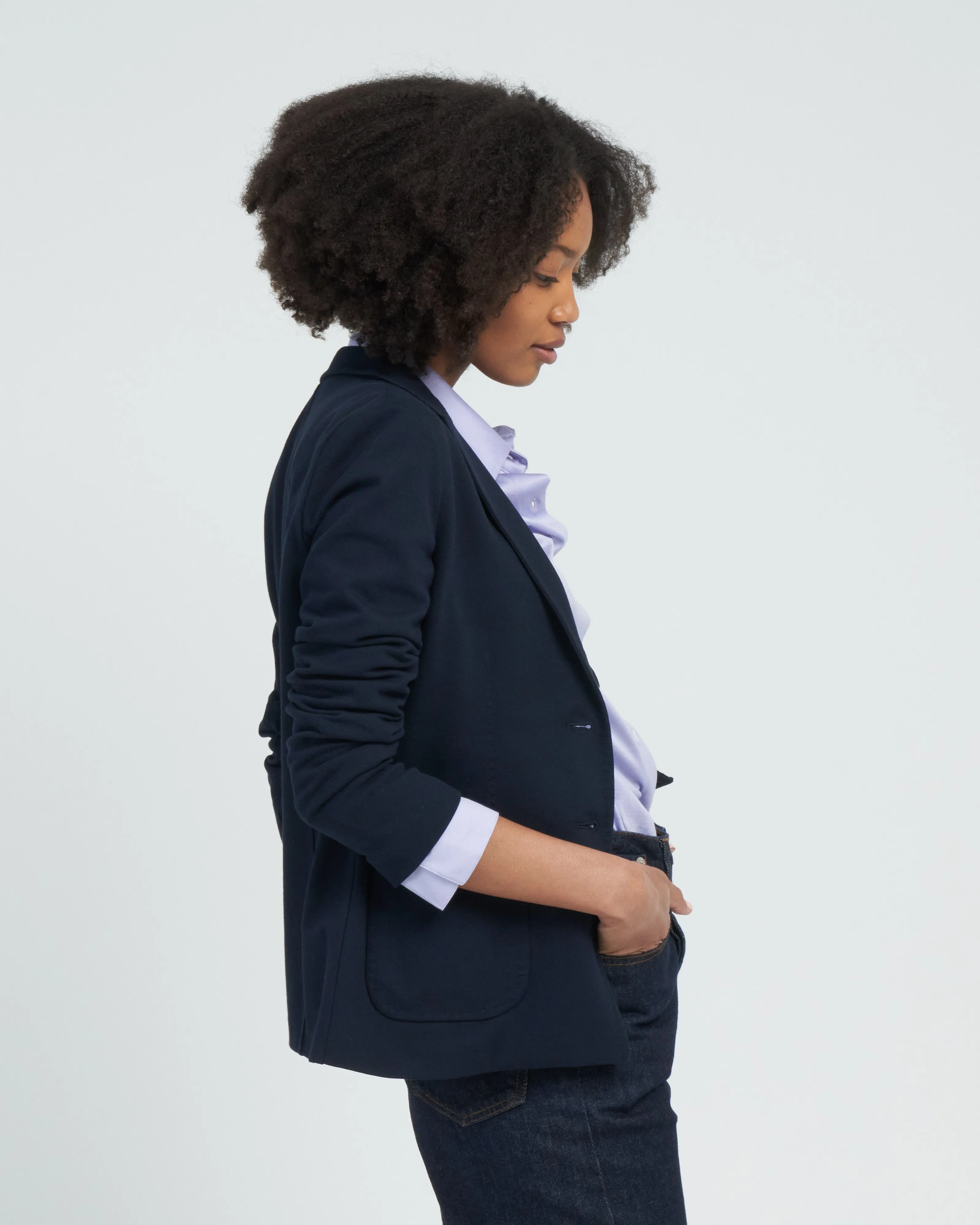 linear slim short jacket piquet - navy