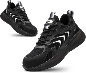 LIWEGHT Steel Toe Shoes for Women Men Lightweight Safety Shoes Composite Steel Toe Sneakers Slip Resistant Comfortable Work Shoes (Black 42)