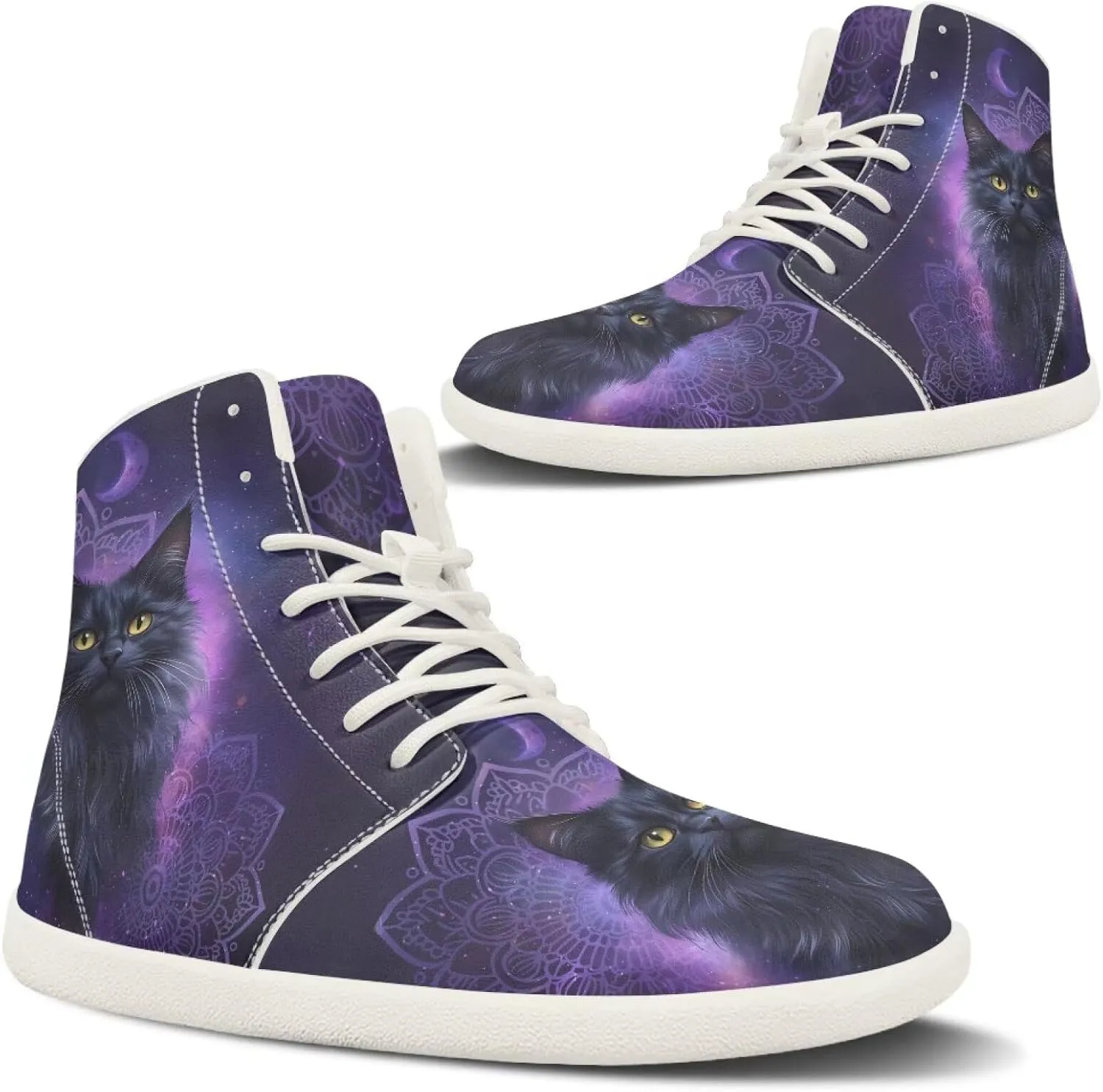 Men's Hi Top Barefoot Shoes | Wide Wide Toe Box Fashion Sneaker | Zero Drop Workout Walking Hiking Running Tennis Sneaker US 6-13.5