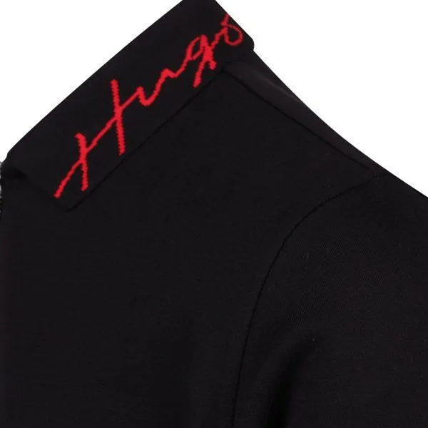 Mens HUGO Black Dolm Zip S/s Polo
