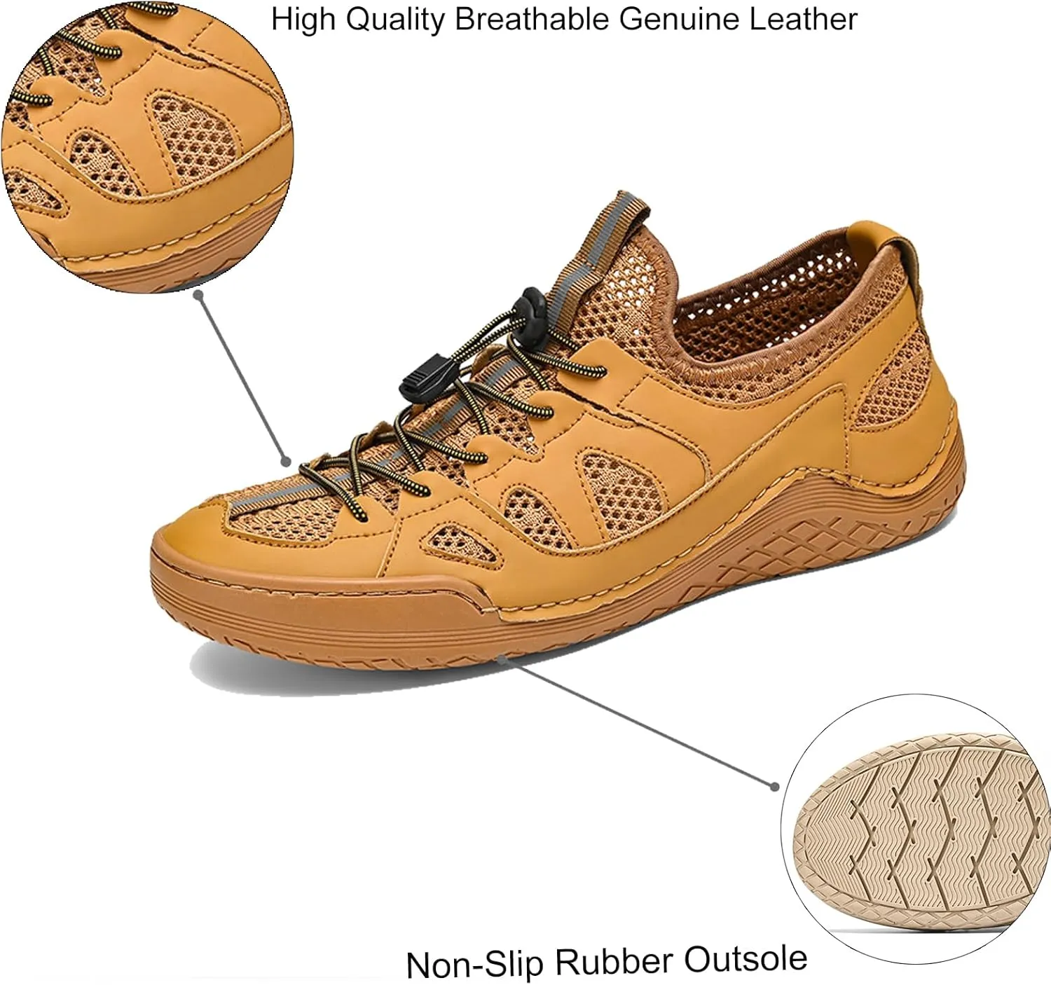 Men's Mesh Slip-On Breathable Summer Loafers Round Toe Low Top Hand Stitching Lace Up Non Slip Walking Sneakers Soft Sole Outdoor Lightweight Athletic Workout Work Shoes