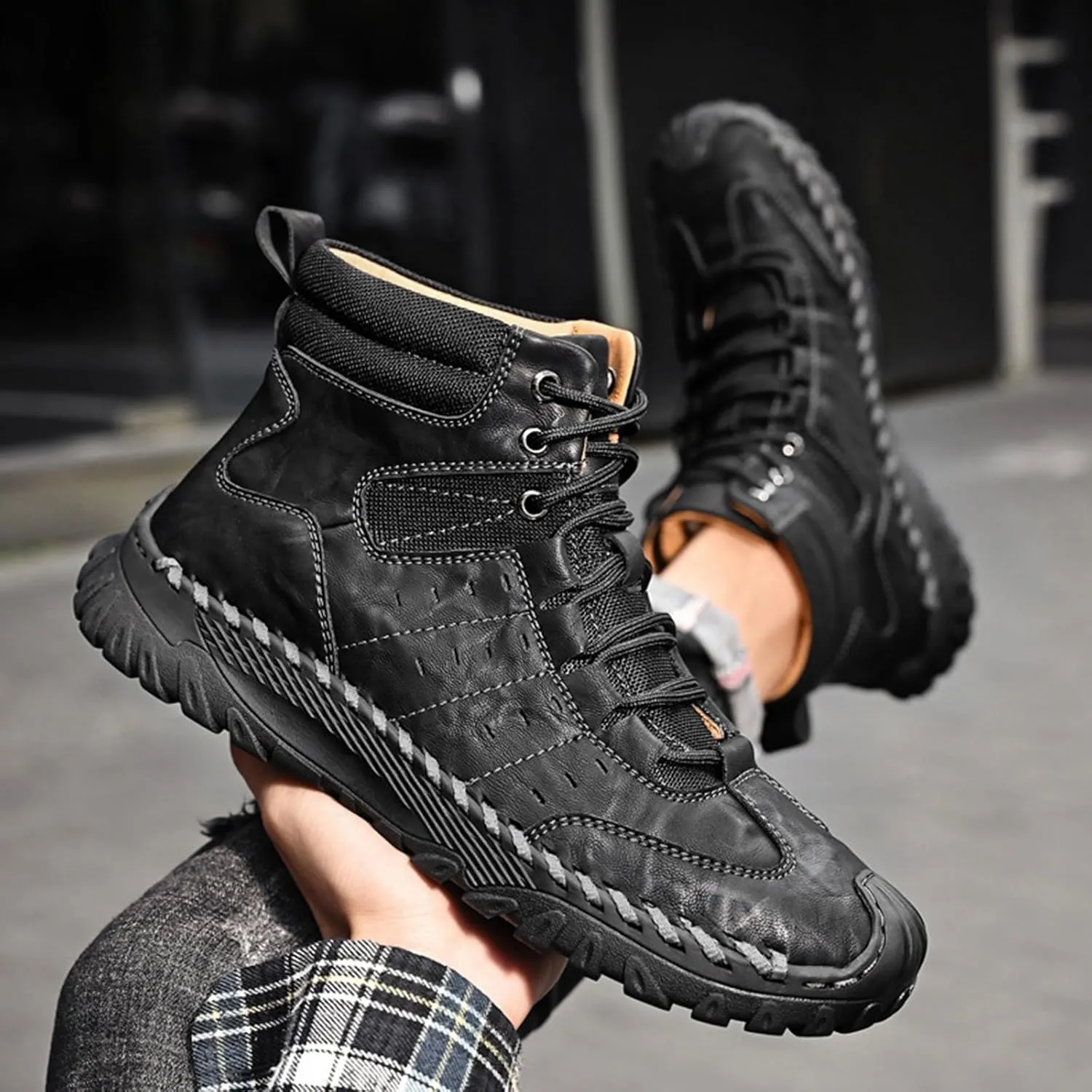 Mens Work Boots Soft Toe Hiking Sneakers Boot with Comfort Workout Shoes for Women Waterproof Work Botas Soft Toe Non Slip Rubber Sole Hike Grounded Footwear