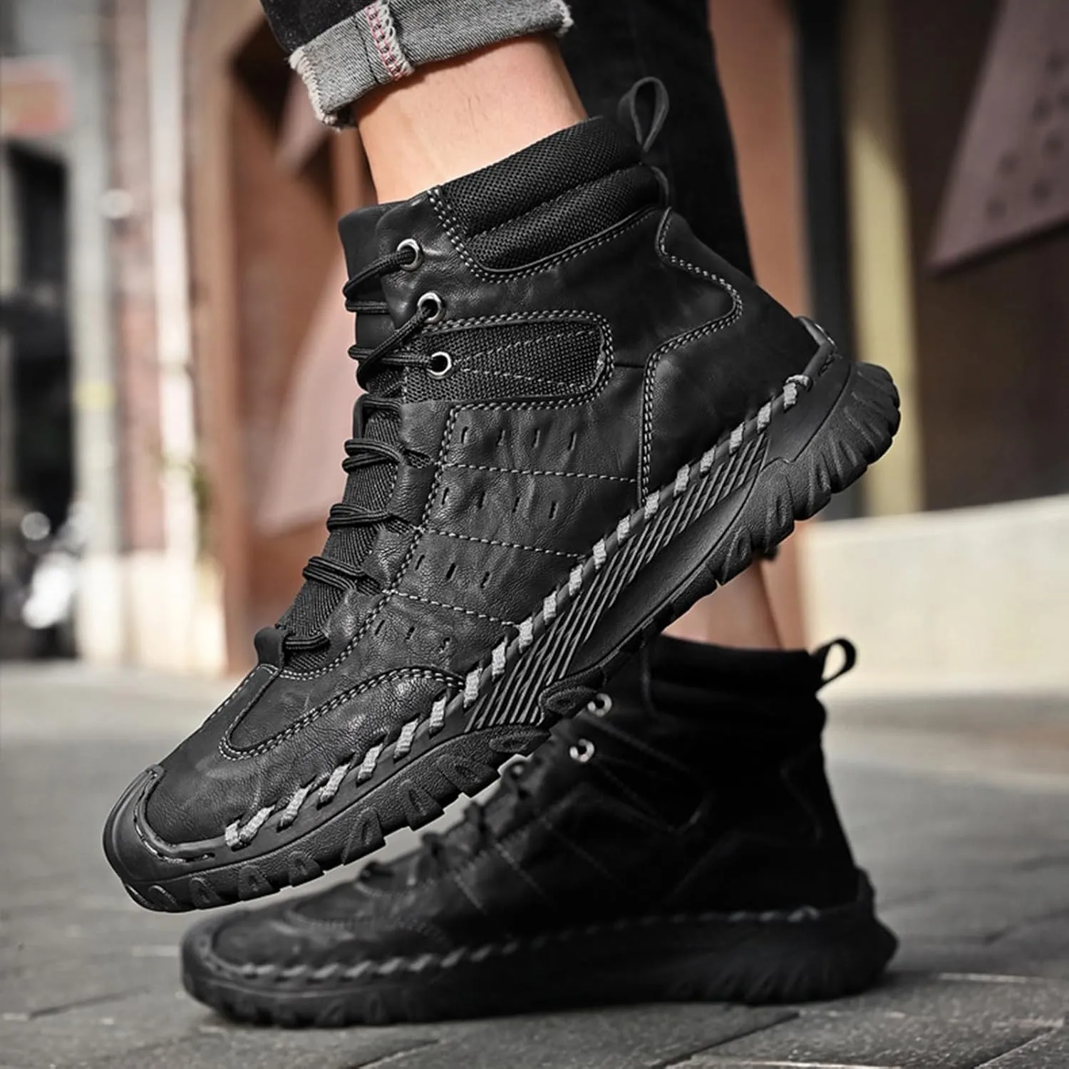 Mens Work Boots Soft Toe Hiking Sneakers Boot with Comfort Workout Shoes for Women Waterproof Work Botas Soft Toe Non Slip Rubber Sole Hike Grounded Footwear