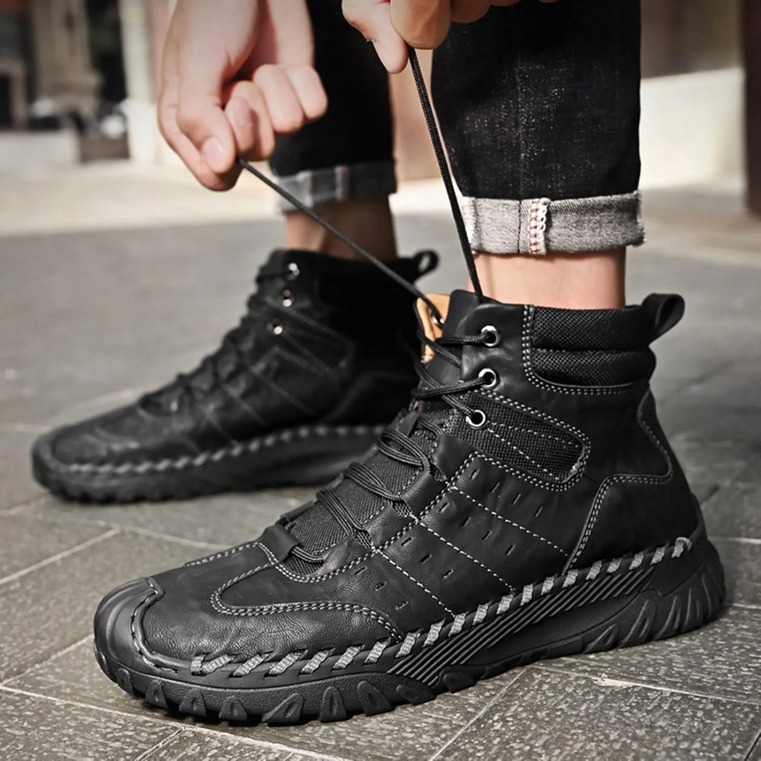 Mens Work Boots Soft Toe Hiking Sneakers Boot with Comfort Workout Shoes for Women Waterproof Work Botas Soft Toe Non Slip Rubber Sole Hike Grounded Footwear