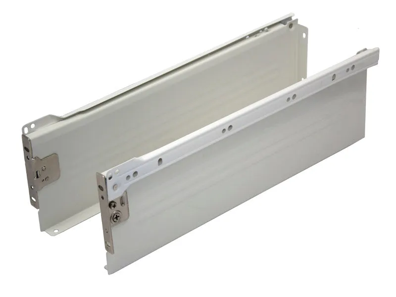 Metal Drawer Side Pack 25kg H118mm x L400mm Ext 75% White