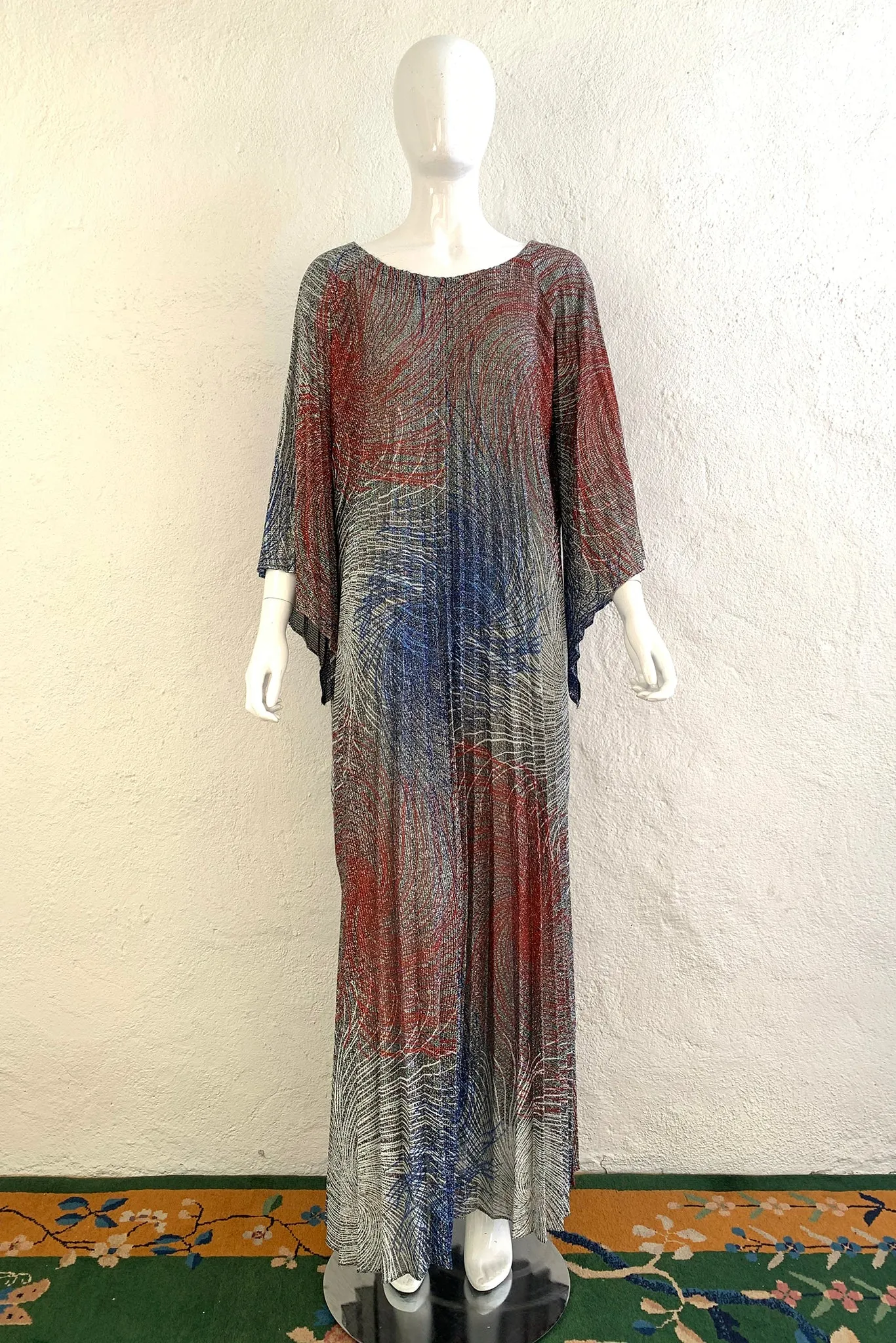 Metallic Swirl Pleated Caftan
