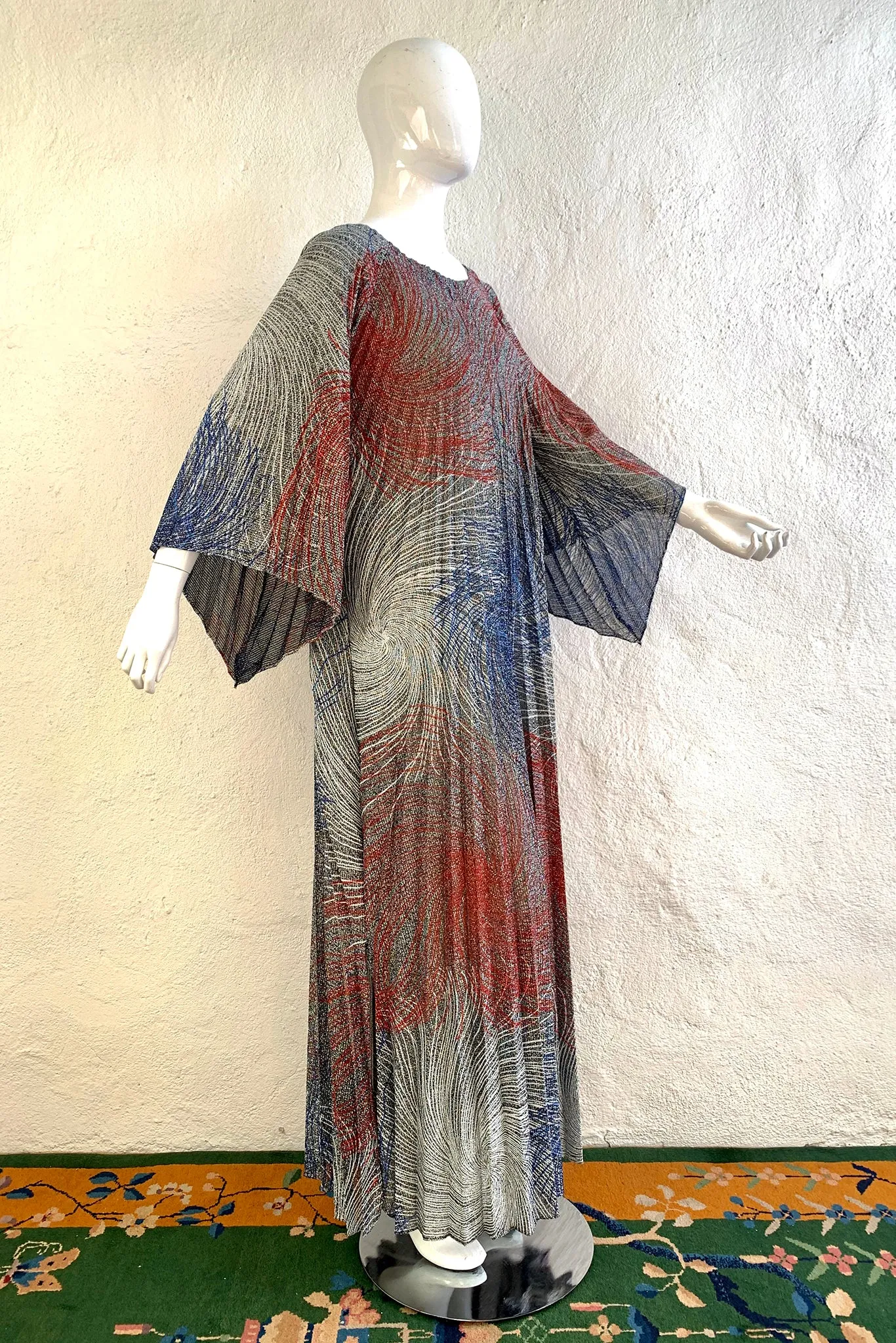 Metallic Swirl Pleated Caftan