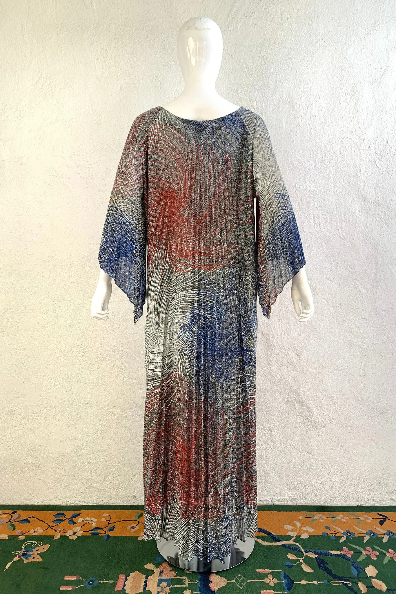 Metallic Swirl Pleated Caftan