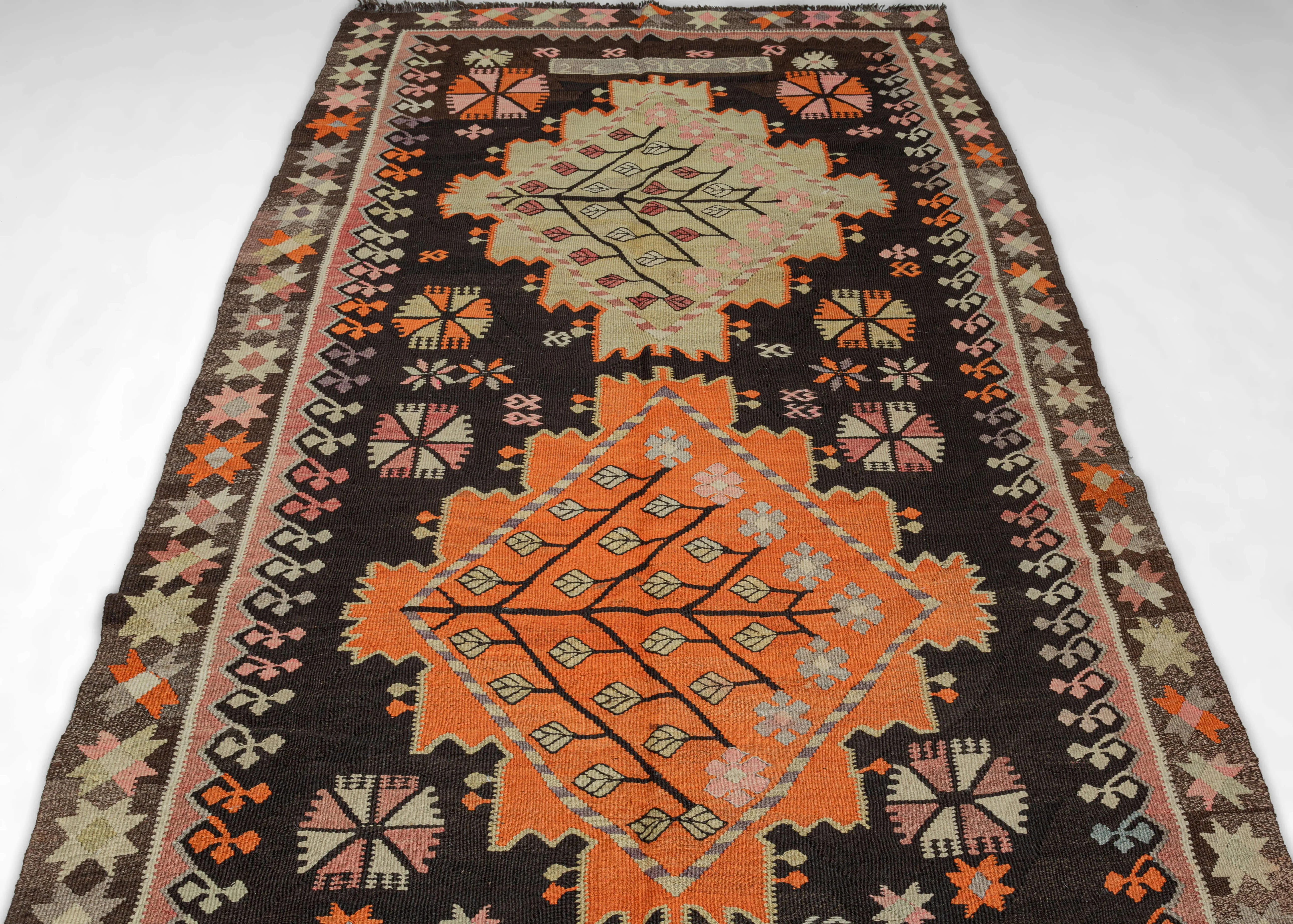 Mid Century Caucasian Kilim - 4'3 x 10'