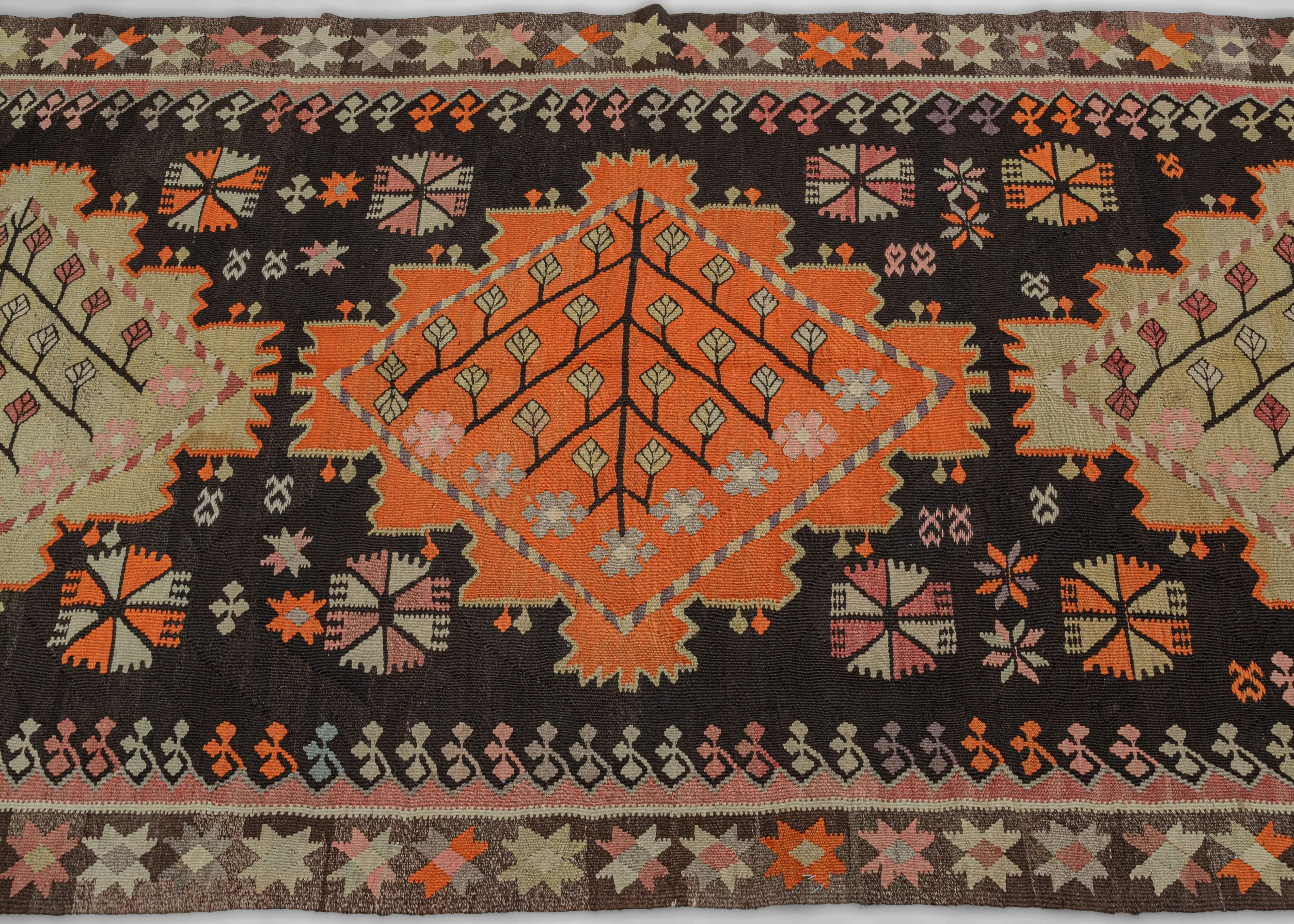 Mid Century Caucasian Kilim - 4'3 x 10'