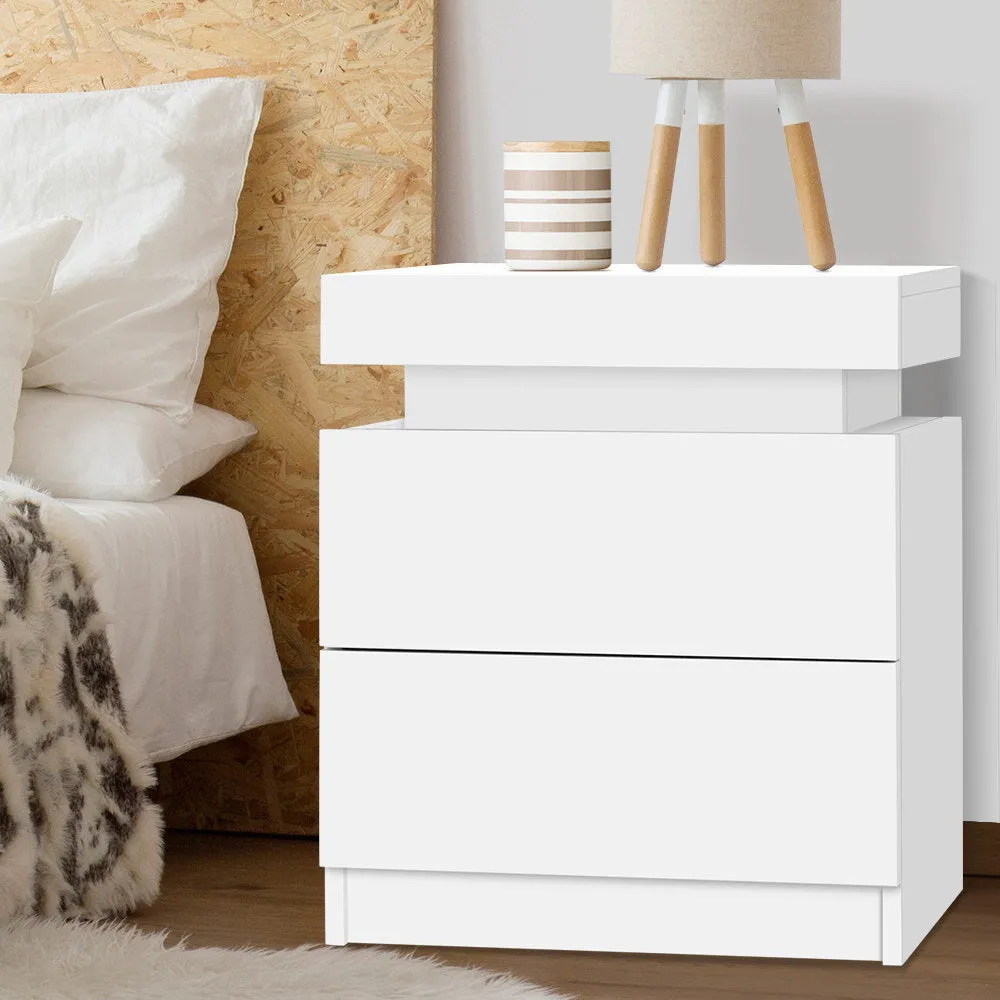 Modern Lift-up Storage Bedside Table with 2 Drawers - Artiss