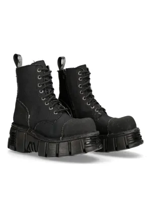 NEW ROCK Black Tower Military-Style Robust Boots