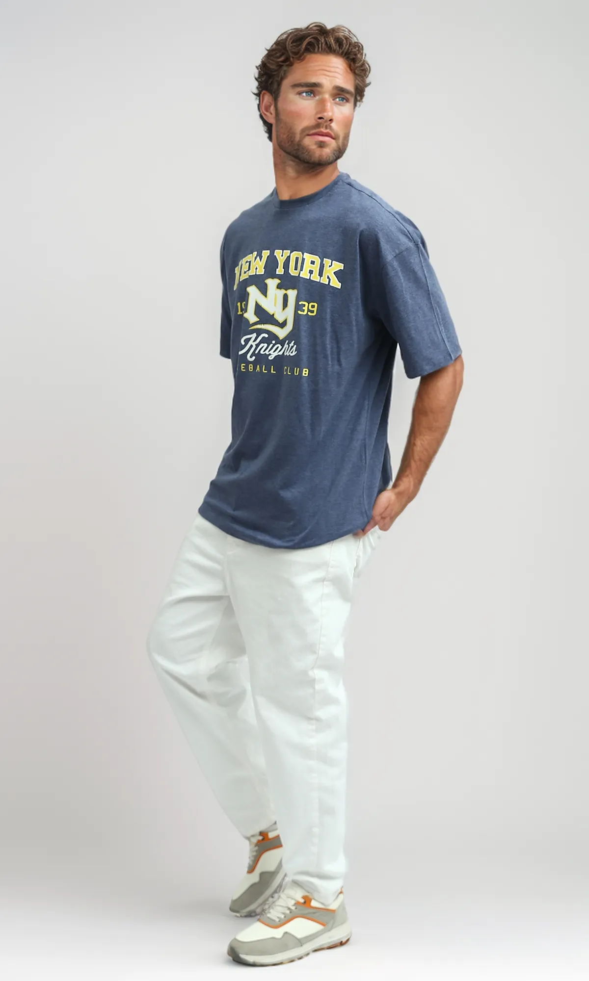 O182397 Heather Jeans Blue Summer Tee With Front Print