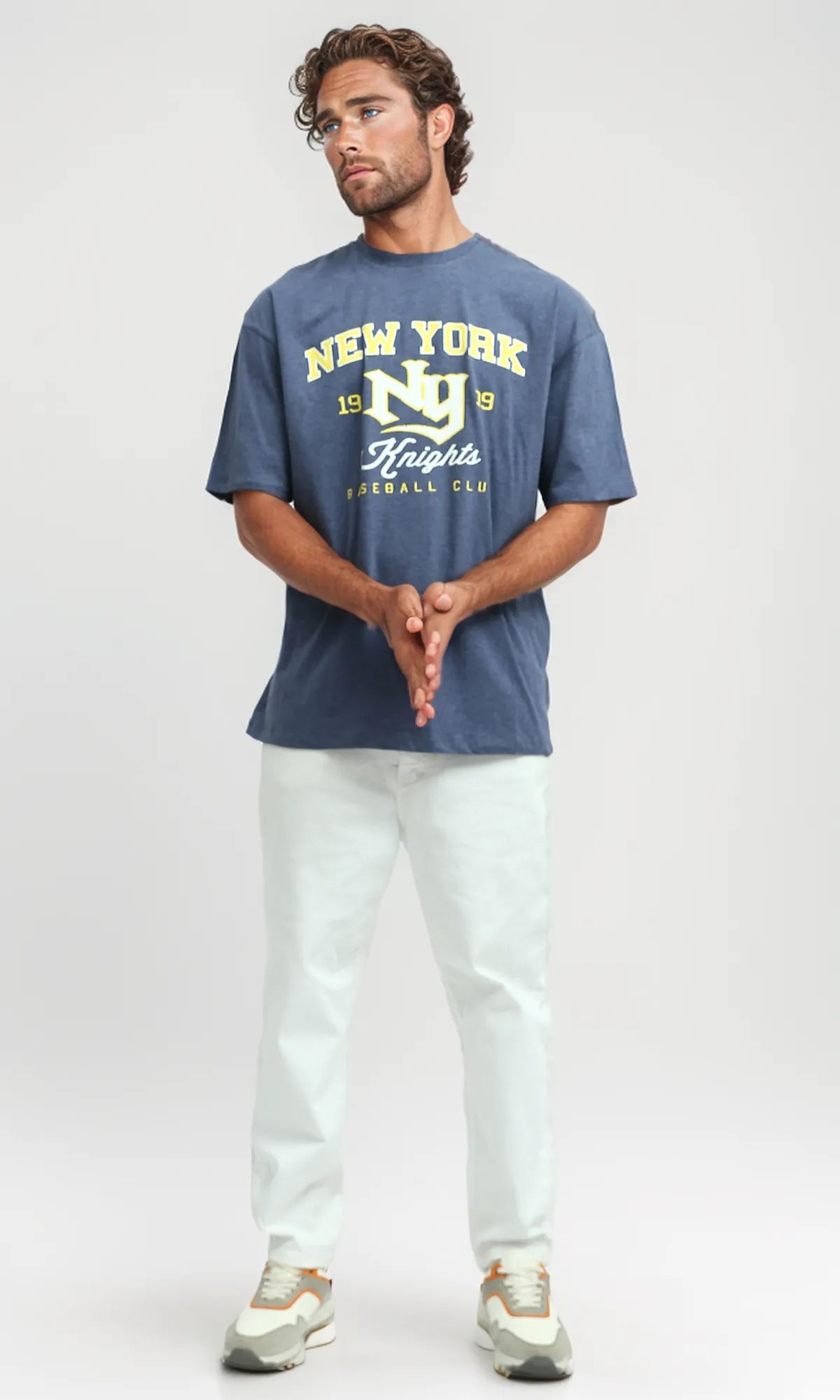 O182397 Heather Jeans Blue Summer Tee With Front Print