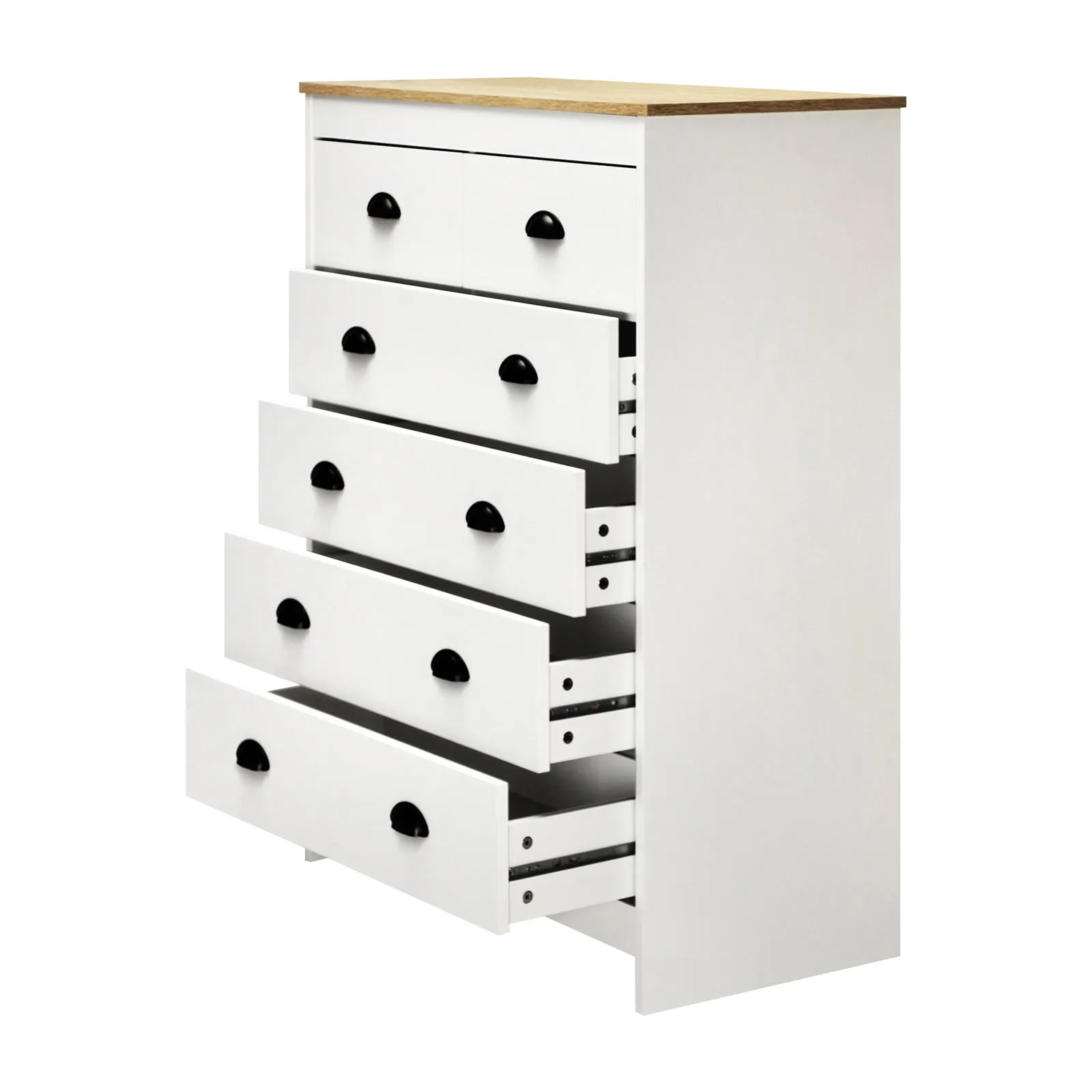 Oikiture Tallboy 6 Chest of Drawers Dresser Table Storage Cabinet Bedroom White