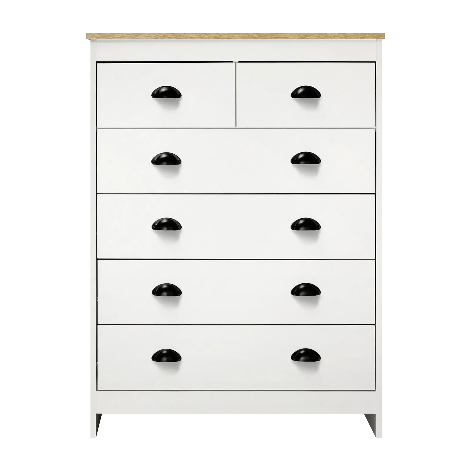 Oikiture Tallboy 6 Chest of Drawers Dresser Table Storage Cabinet Bedroom White