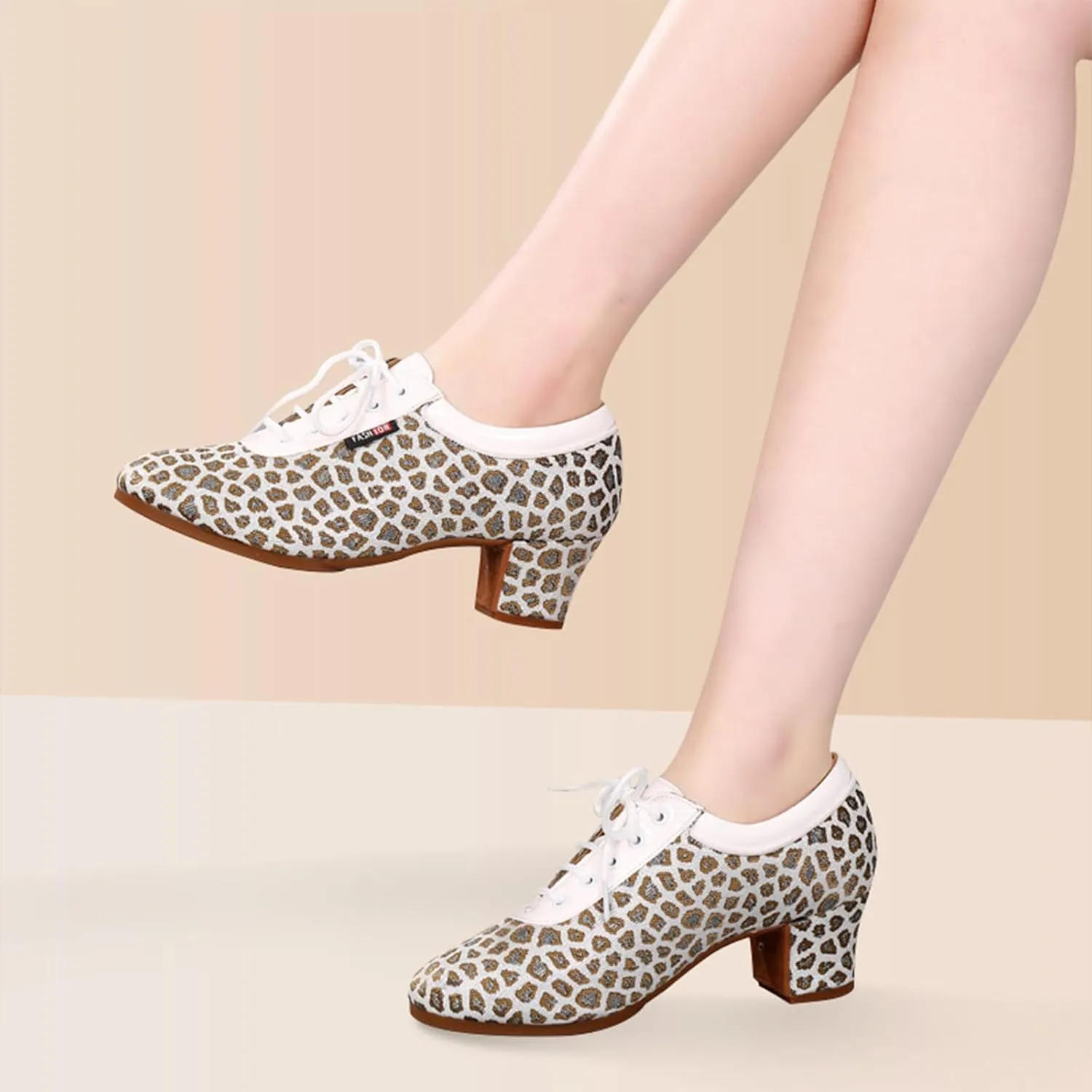 ONAIC Fashion Dance Shoes for Womens Jazz Latin Ballroom Trainers Modern 3.5Cm Heel Salsa Teaching Dancing Shoes