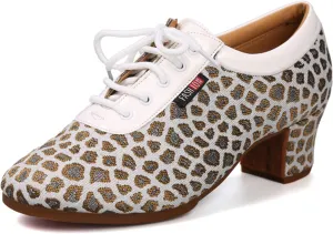 ONAIC Fashion Dance Shoes for Womens Jazz Latin Ballroom Trainers Modern 3.5Cm Heel Salsa Teaching Dancing Shoes