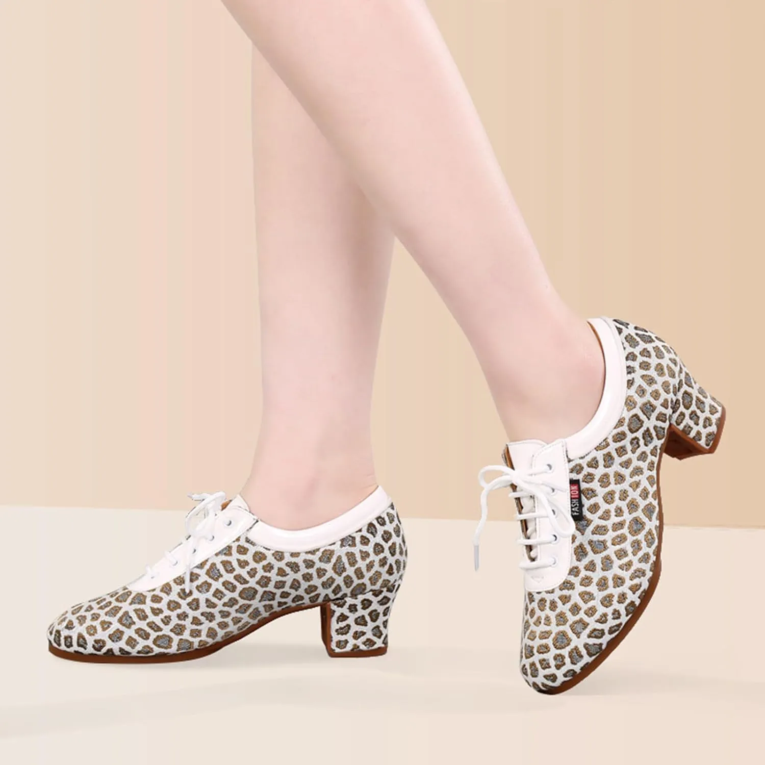ONAIC Fashion Dance Shoes for Womens Jazz Latin Ballroom Trainers Modern 3.5Cm Heel Salsa Teaching Dancing Shoes