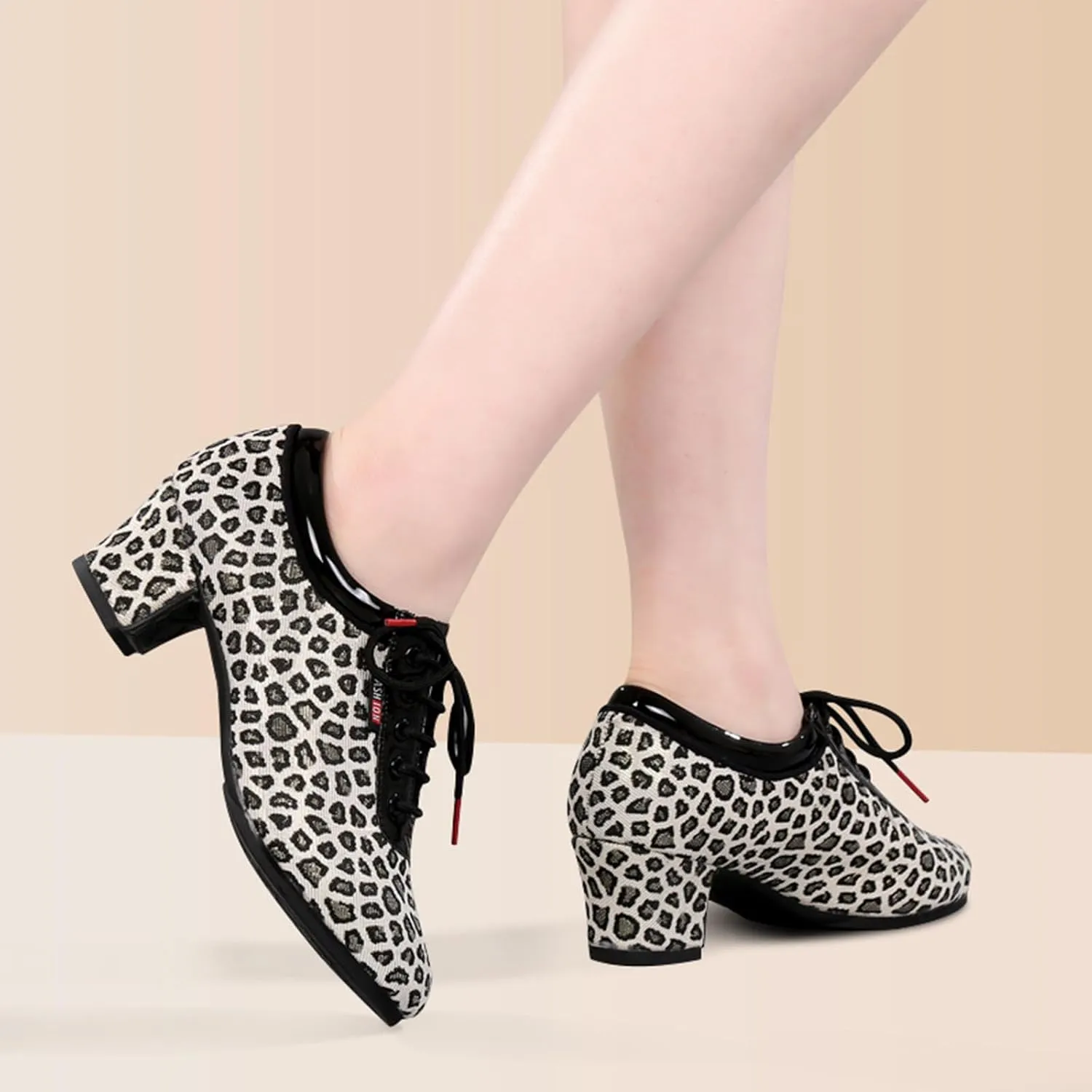 ONAIC Fashion Dance Shoes for Womens Jazz Latin Ballroom Trainers Modern 3.5Cm Heel Salsa Teaching Dancing Shoes