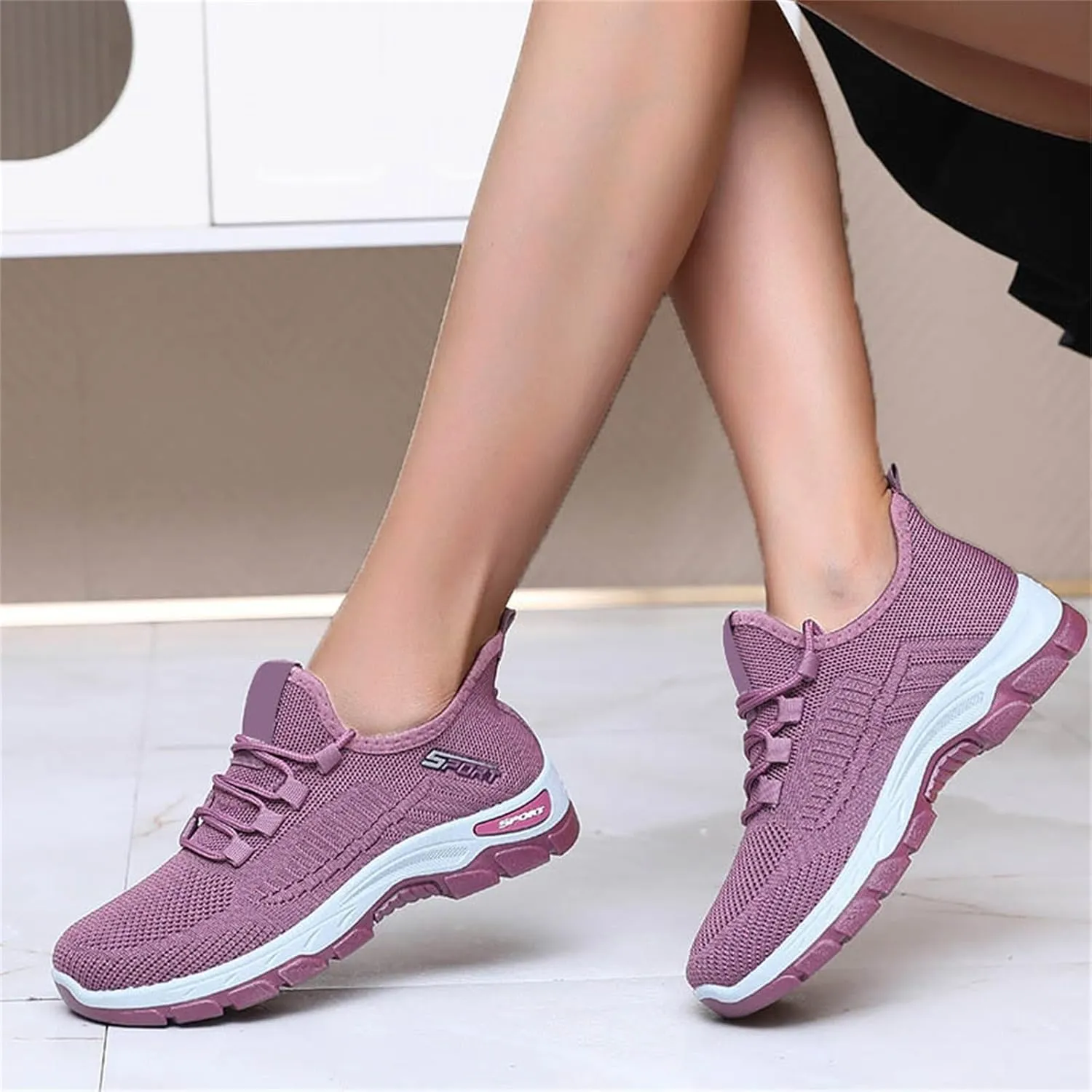 Ortho Shoes for Women Men Knitted Mesh Breathable Orthopedic Sneaker,Non Slip&Arch Support Soft-Soled Tennis Athletic Hiking Shoe,Lightweight Plantar Fasciitis Neuropathy Sneakers with Wide Toe Box