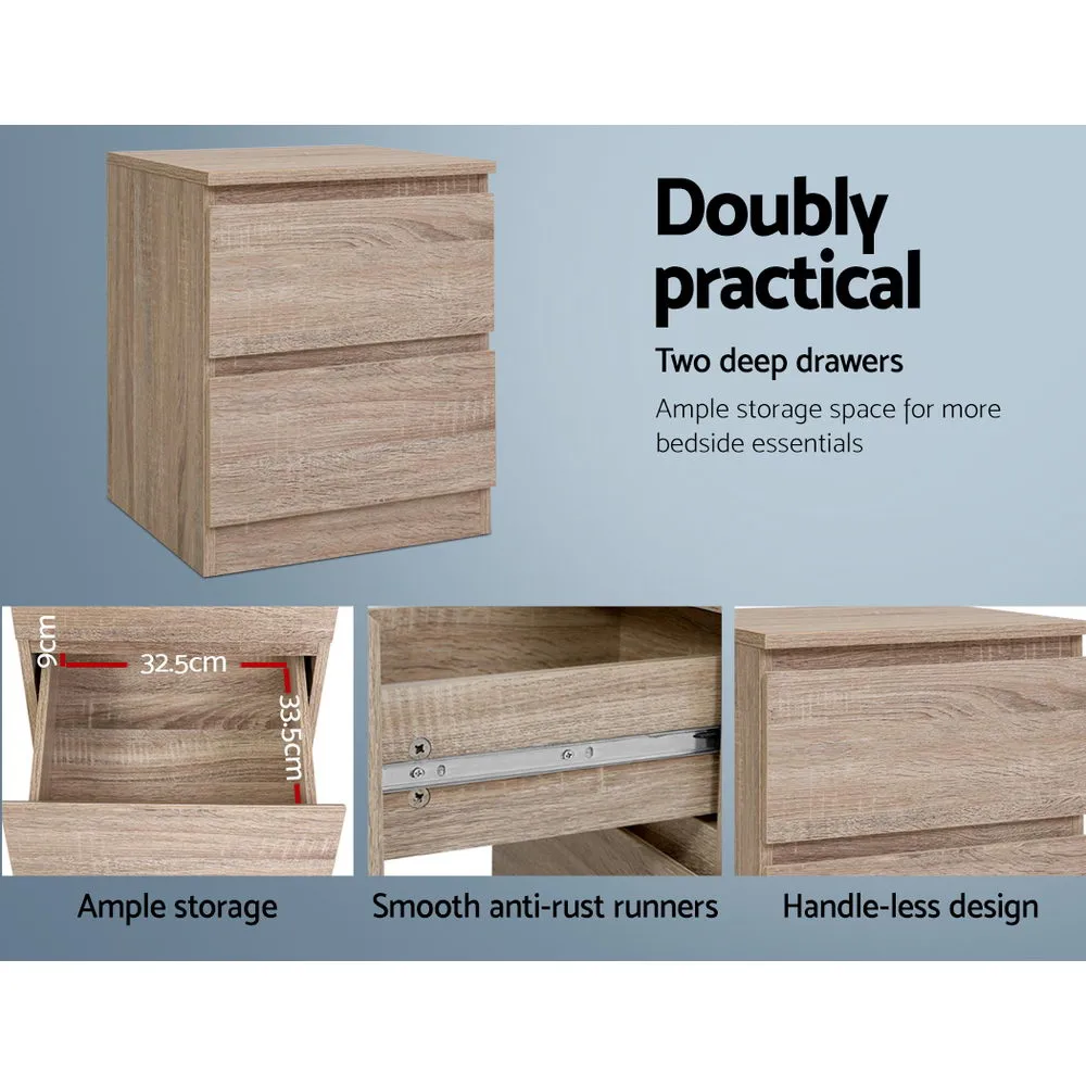 Pepe Bedside Table With 2 Drawers In Wood