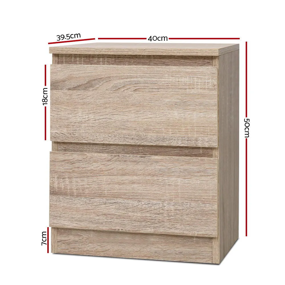 Pepe Bedside Table With 2 Drawers In Wood