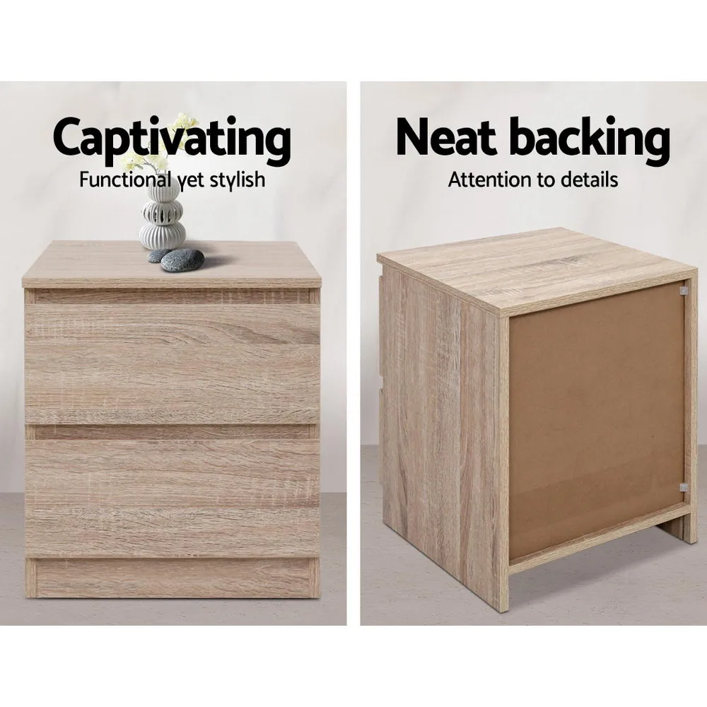 Pepe Bedside Table With 2 Drawers In Wood