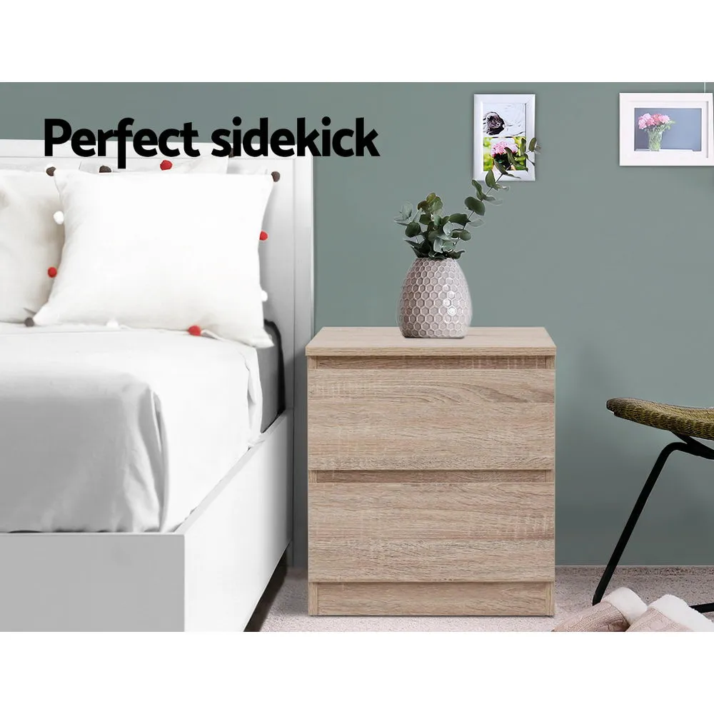 Pepe Bedside Table With 2 Drawers In Wood