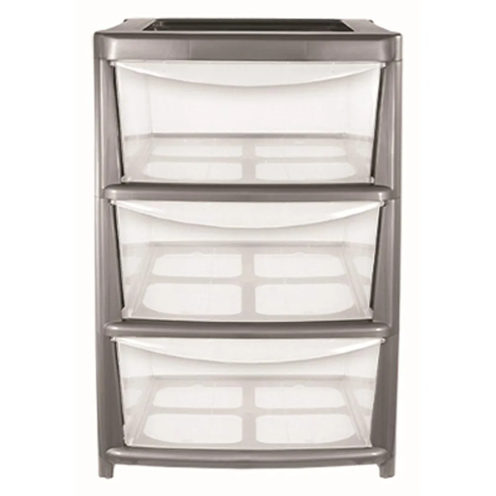 Premier Storage 3 Drawer Tower Unit In Silver | Large