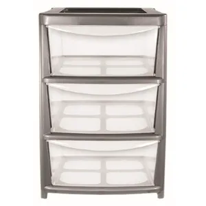 Premier Storage 3 Drawer Tower Unit In Silver | Large