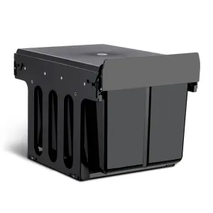 Pull Out Bin Kitchen Double Basket 2X15L Black