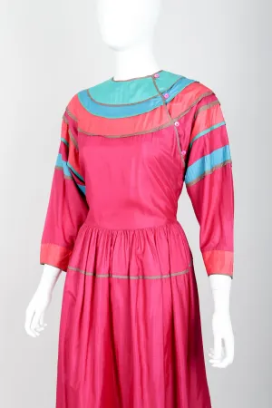 Rainbow Yoke Peasant Dress