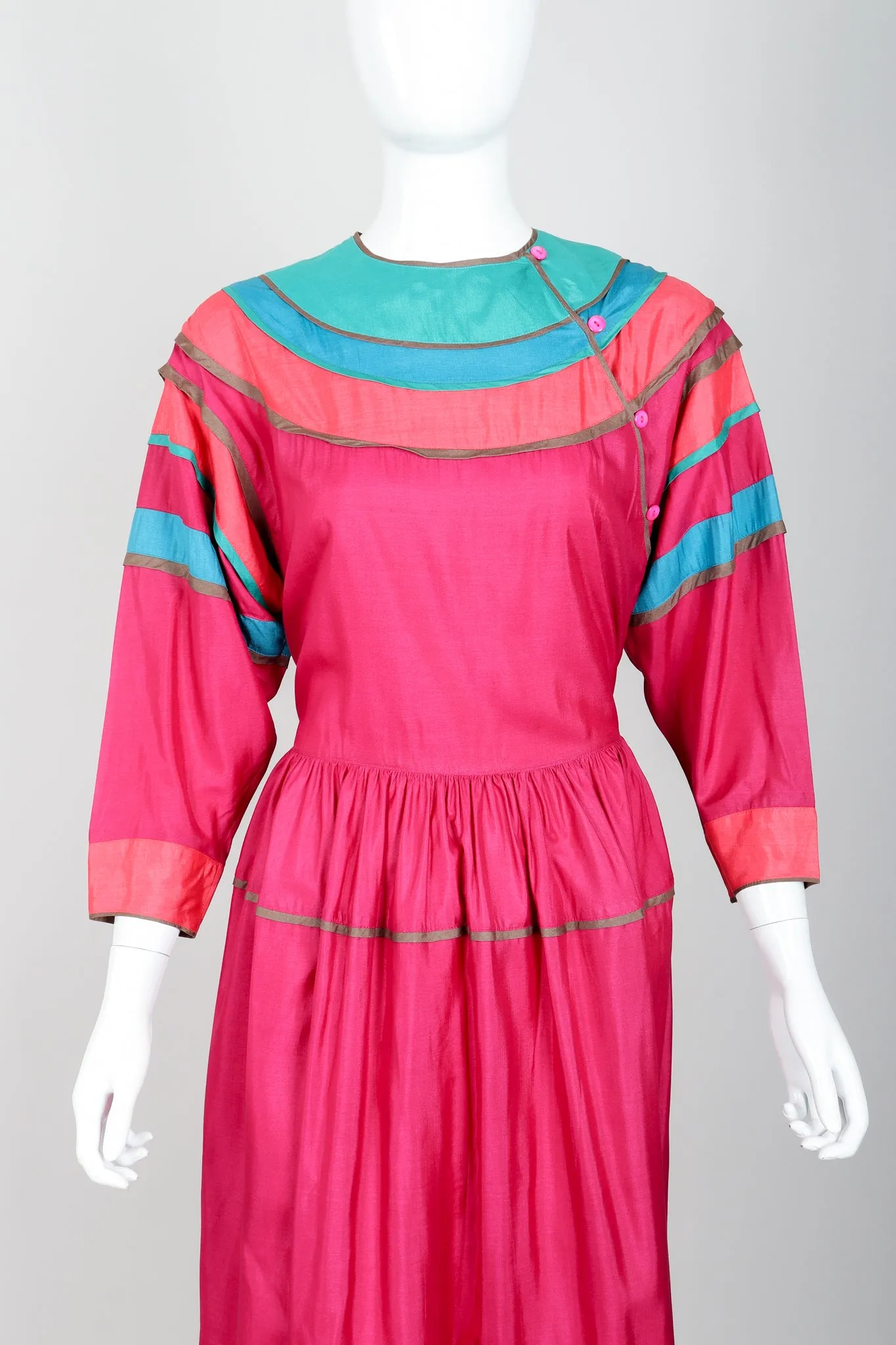 Rainbow Yoke Peasant Dress