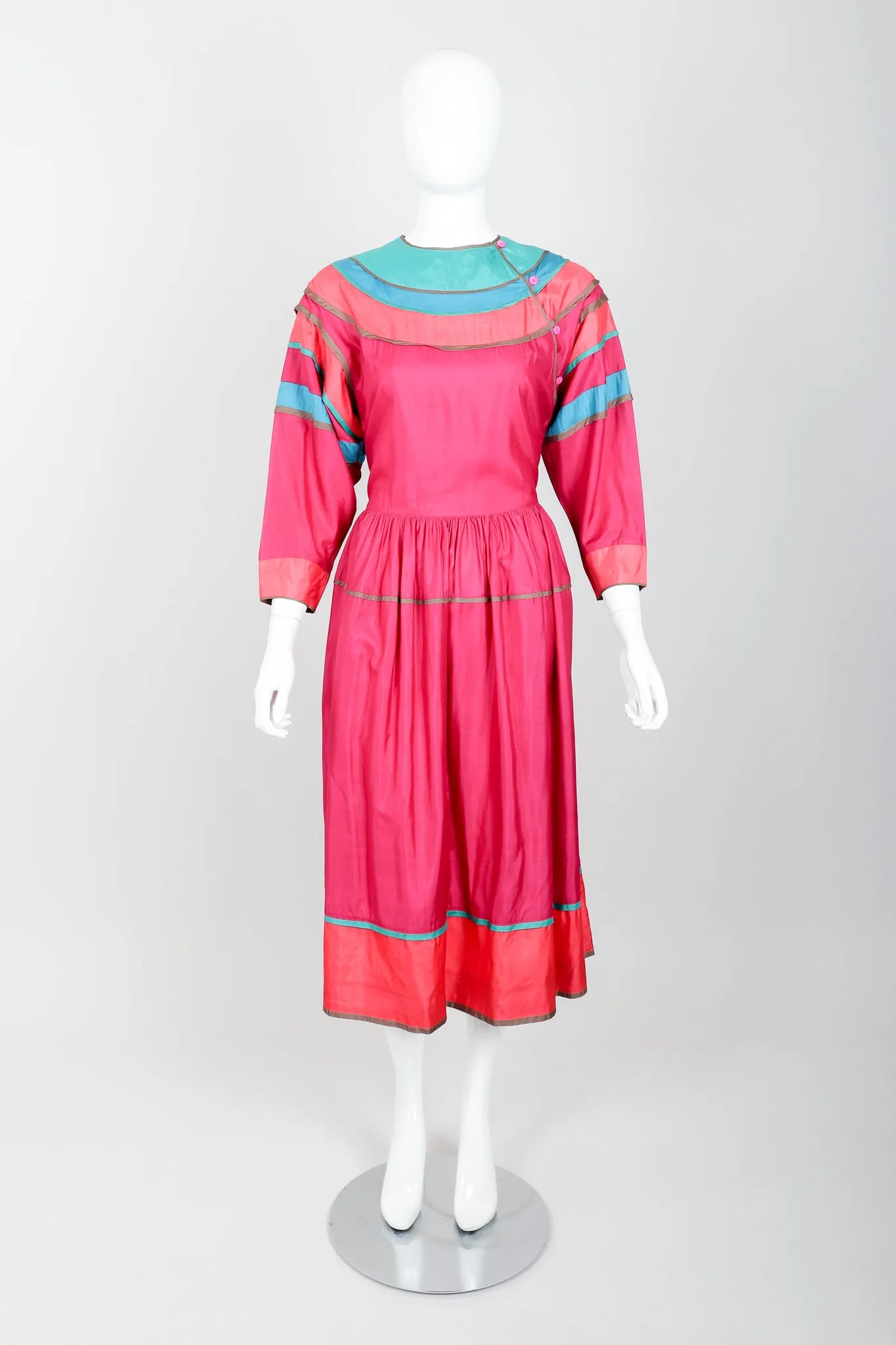 Rainbow Yoke Peasant Dress